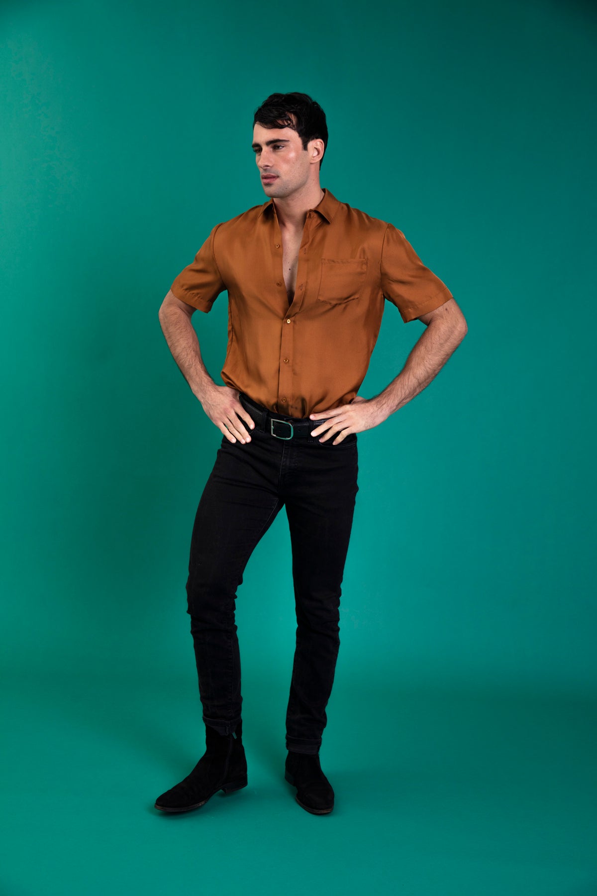 Boyfriend Silk Shirt Caramel 