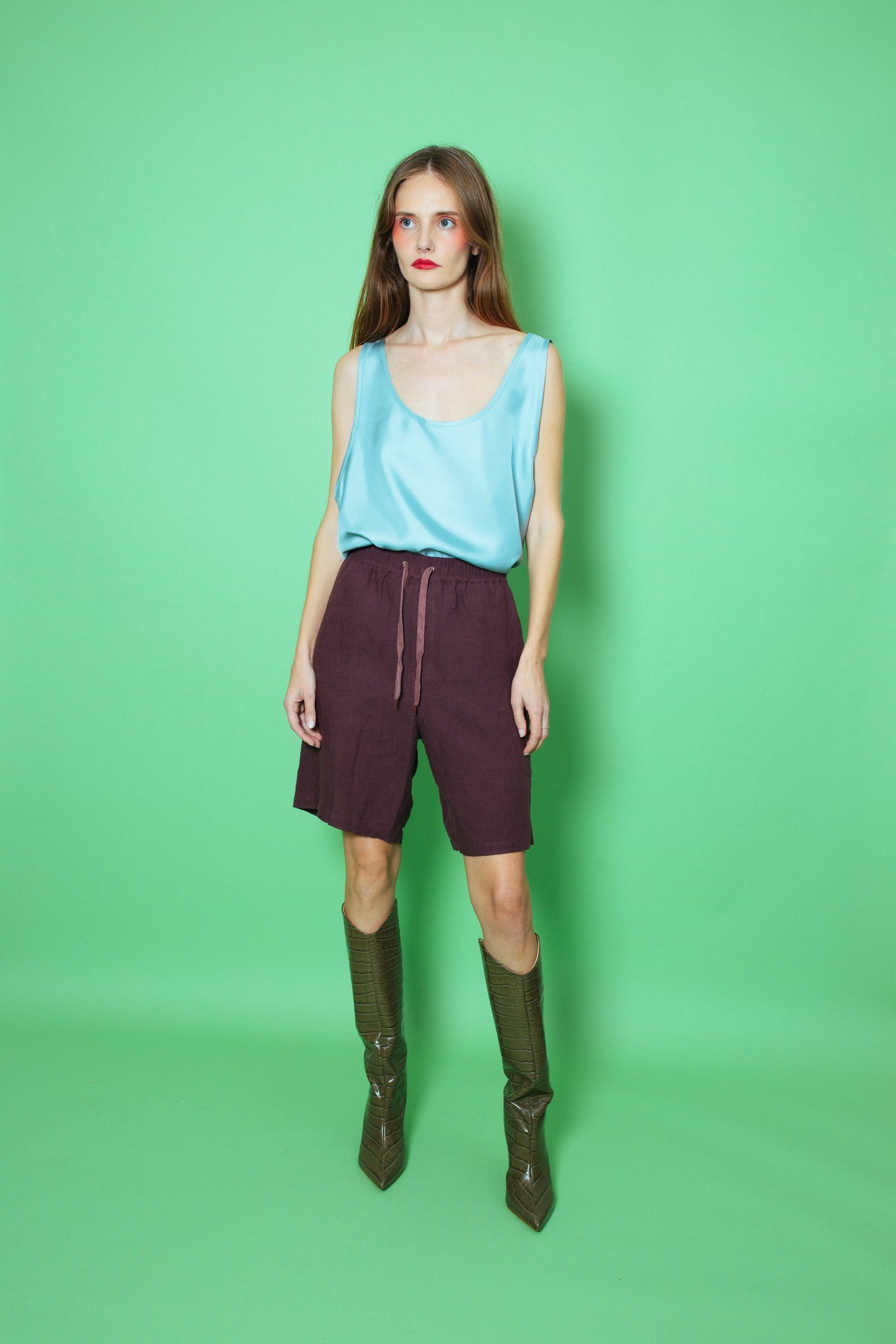 Basketball Linen Short Burgundy 