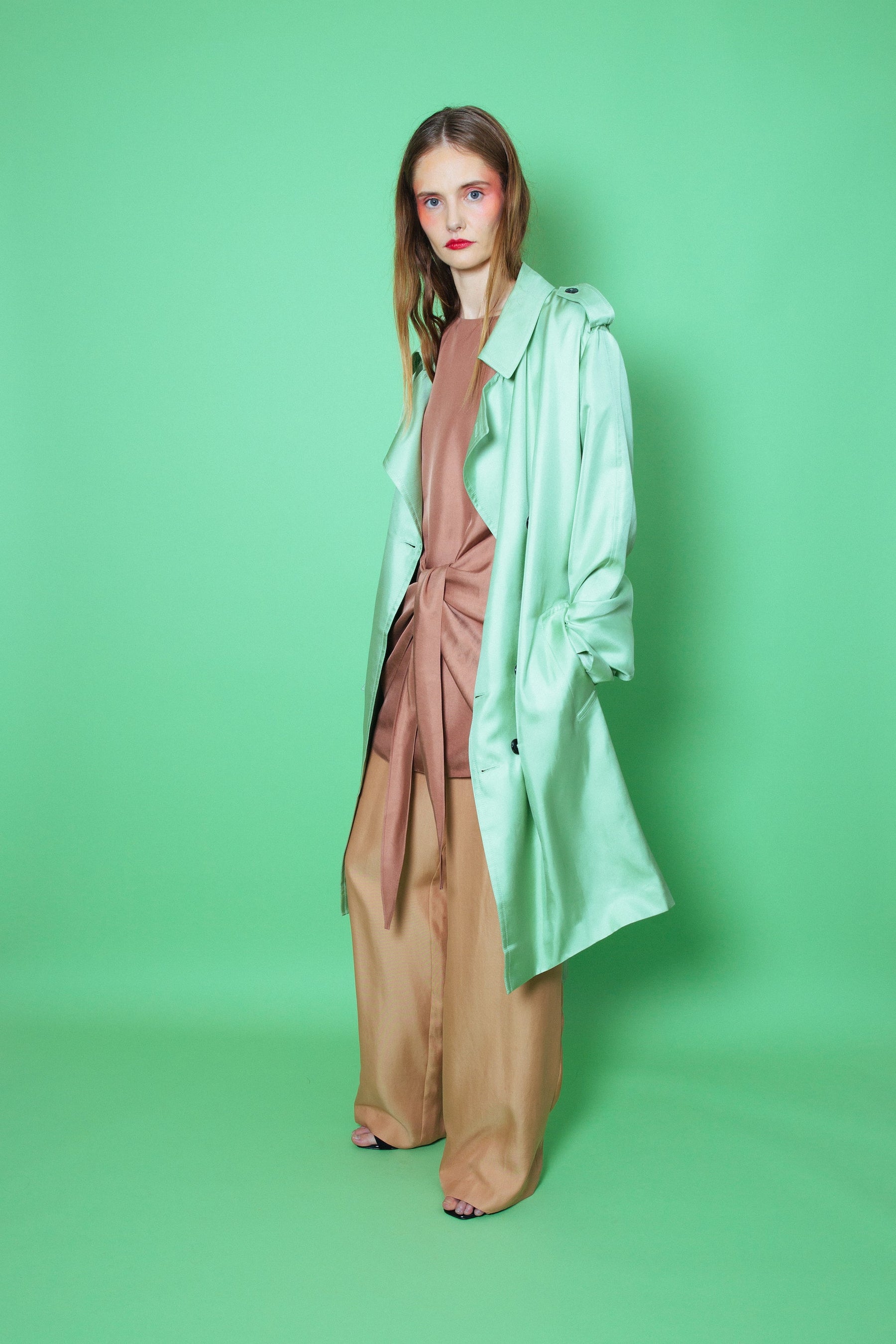 Mako Silk Trench Pistachio 