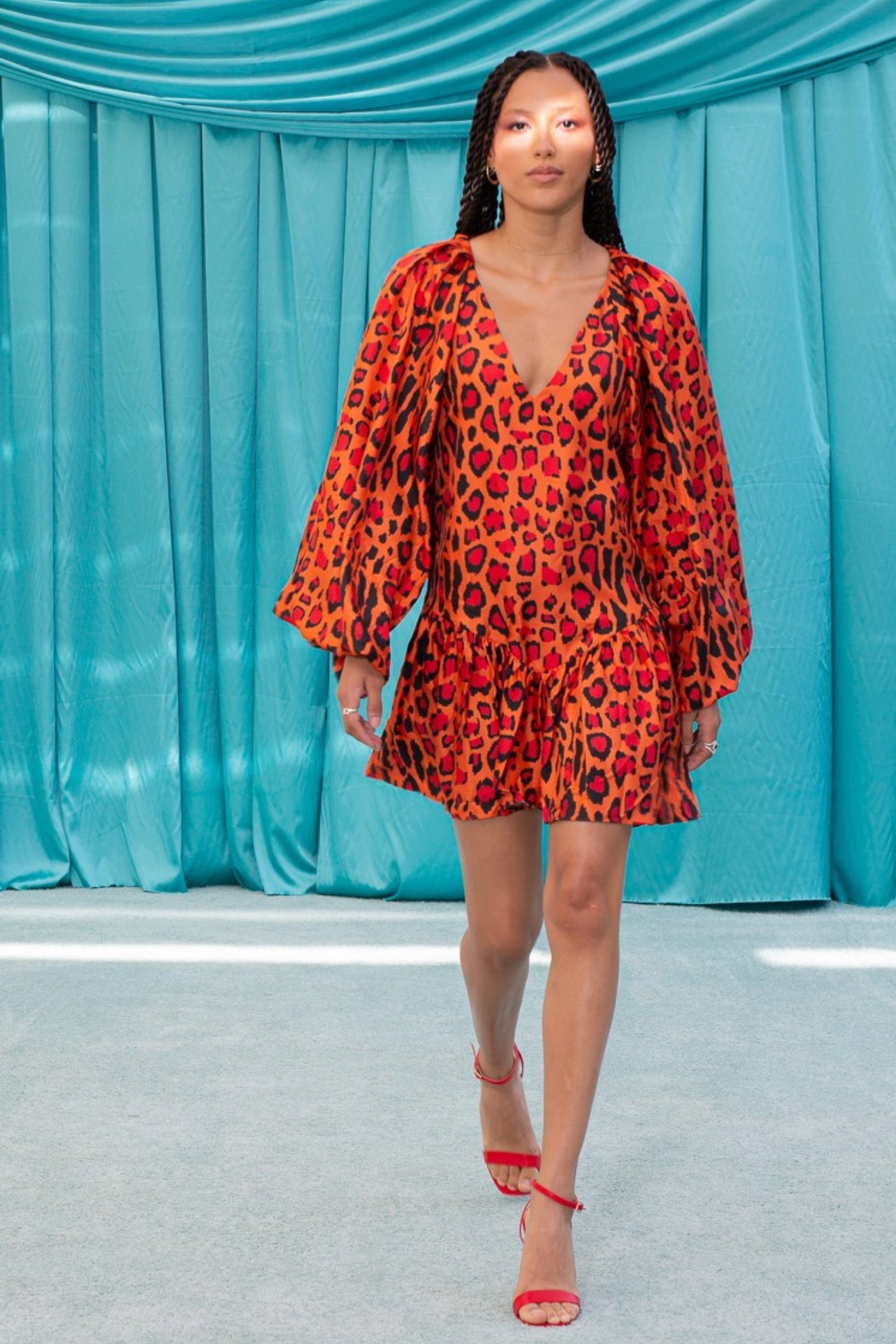 Feliz Silk Dress Red Jaguar