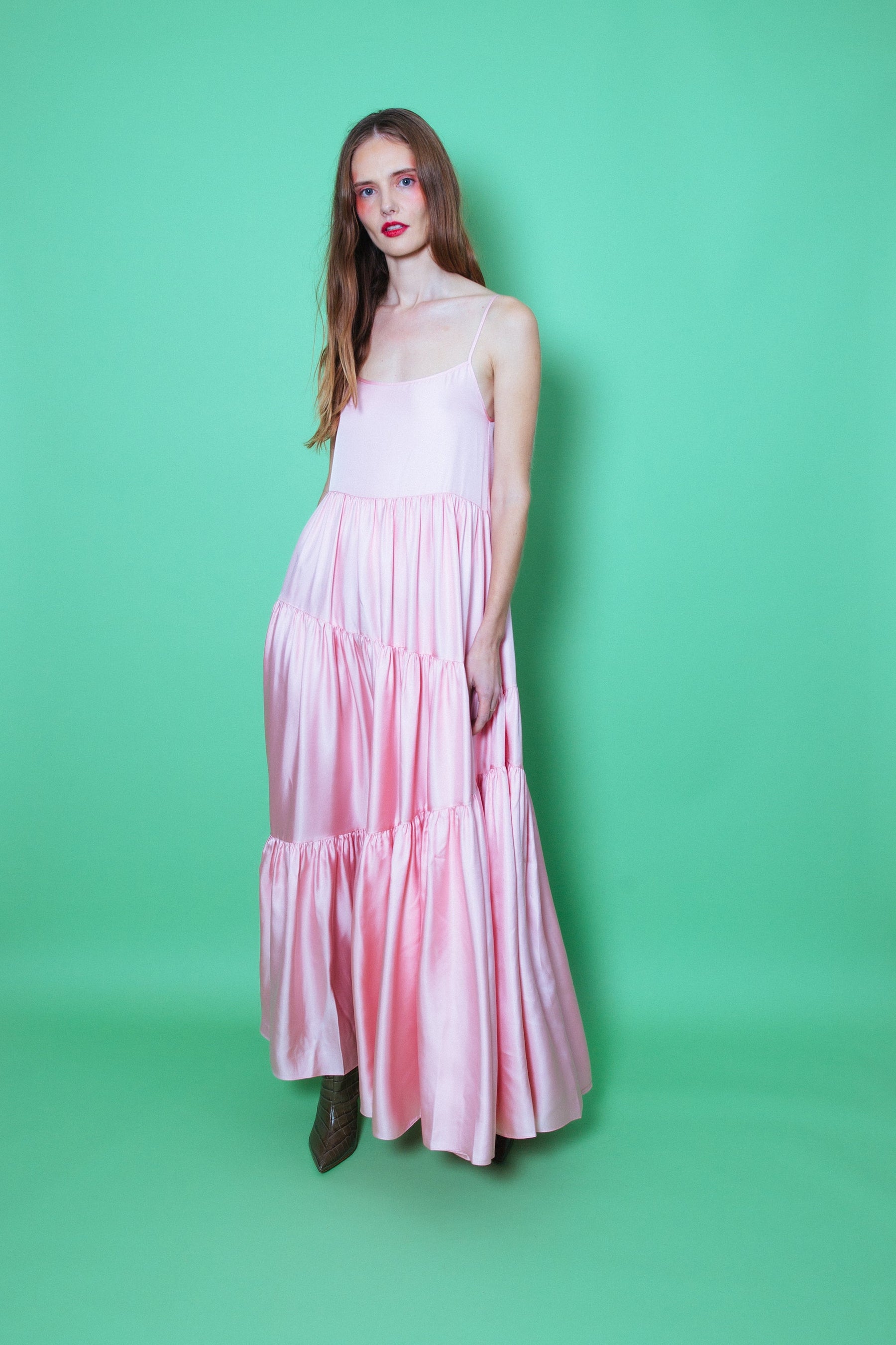 Malibu Silk Maxi Dress Pink