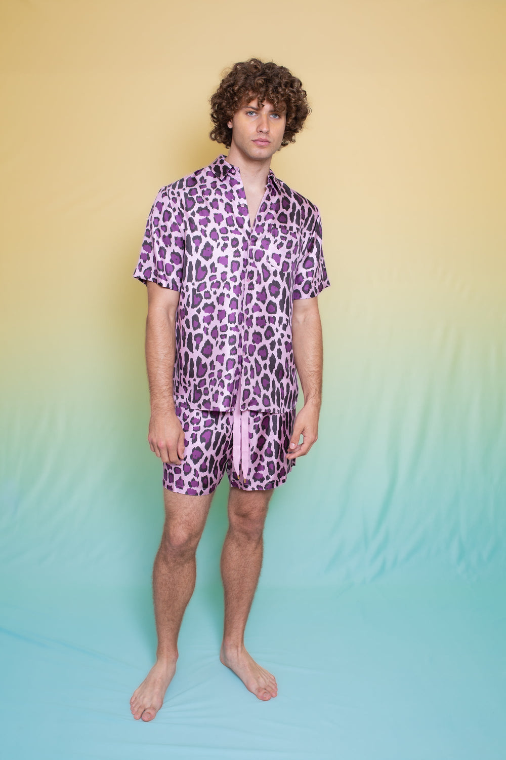 Boyfriend Silk Shirt Violet Jaguar 