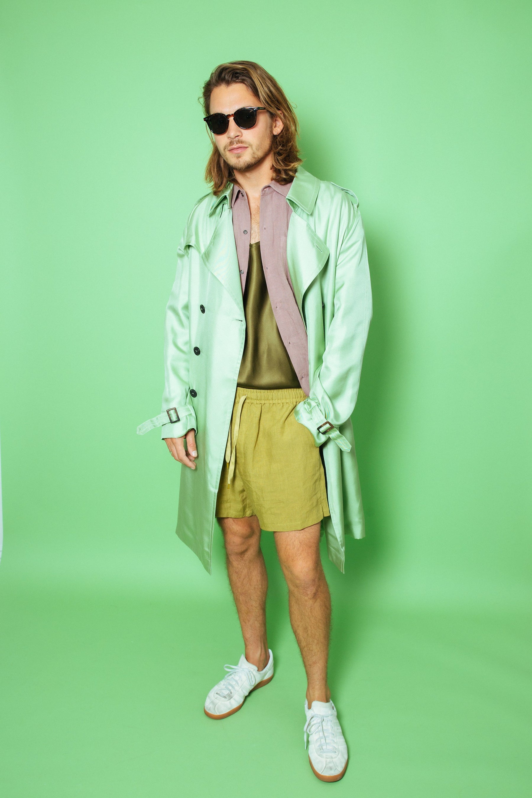 Mako Silk Trench Pistachio 