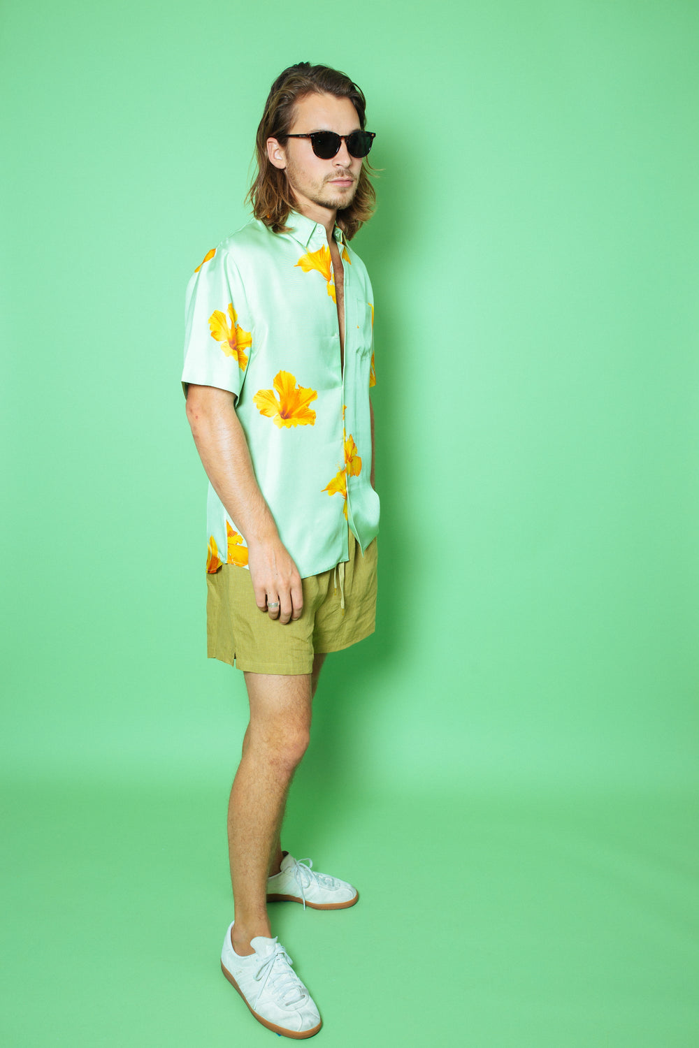 Boyfriend Silk Shirt Pistachio Hawaii 
