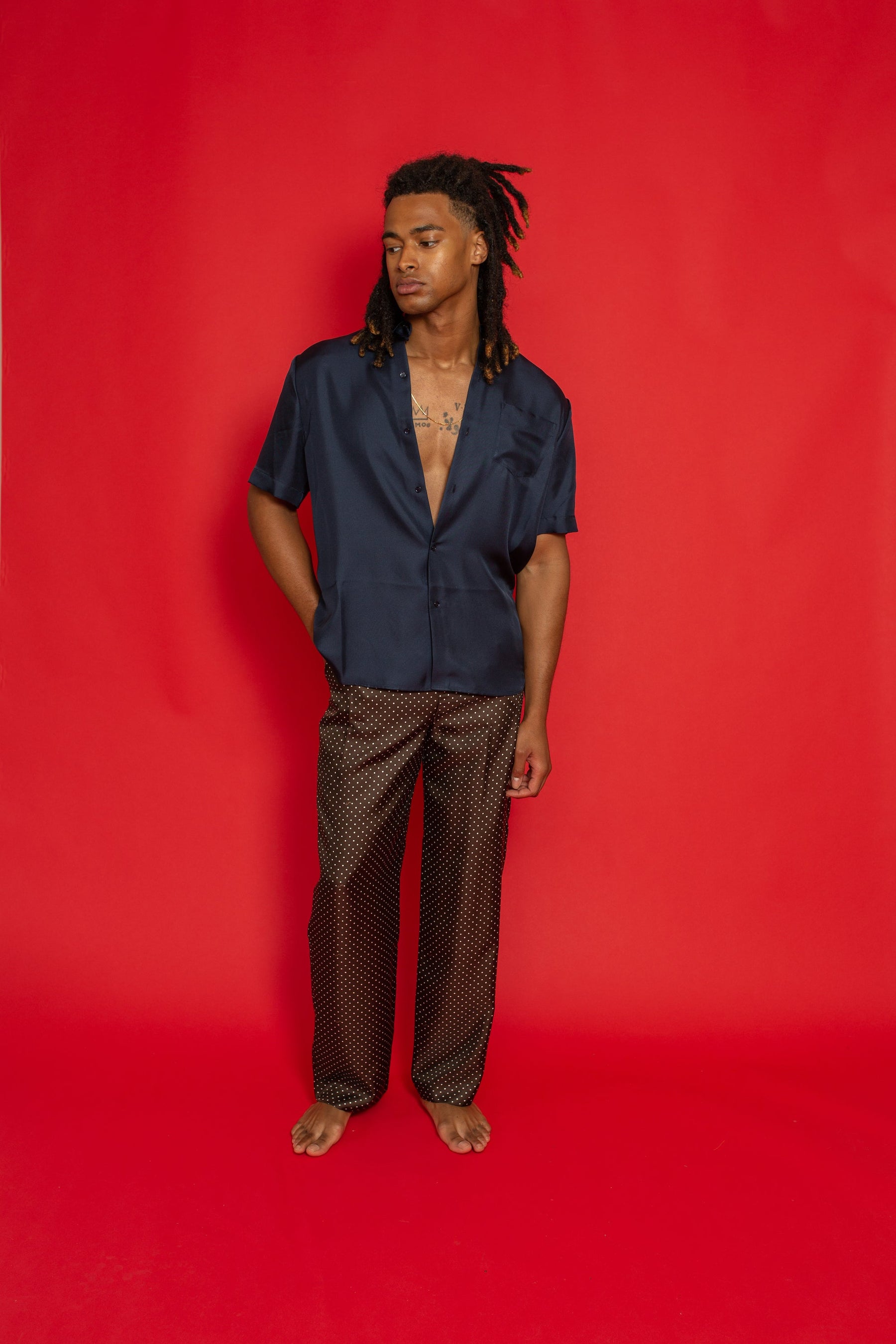 Boyfriend Silk Shirt Ink 