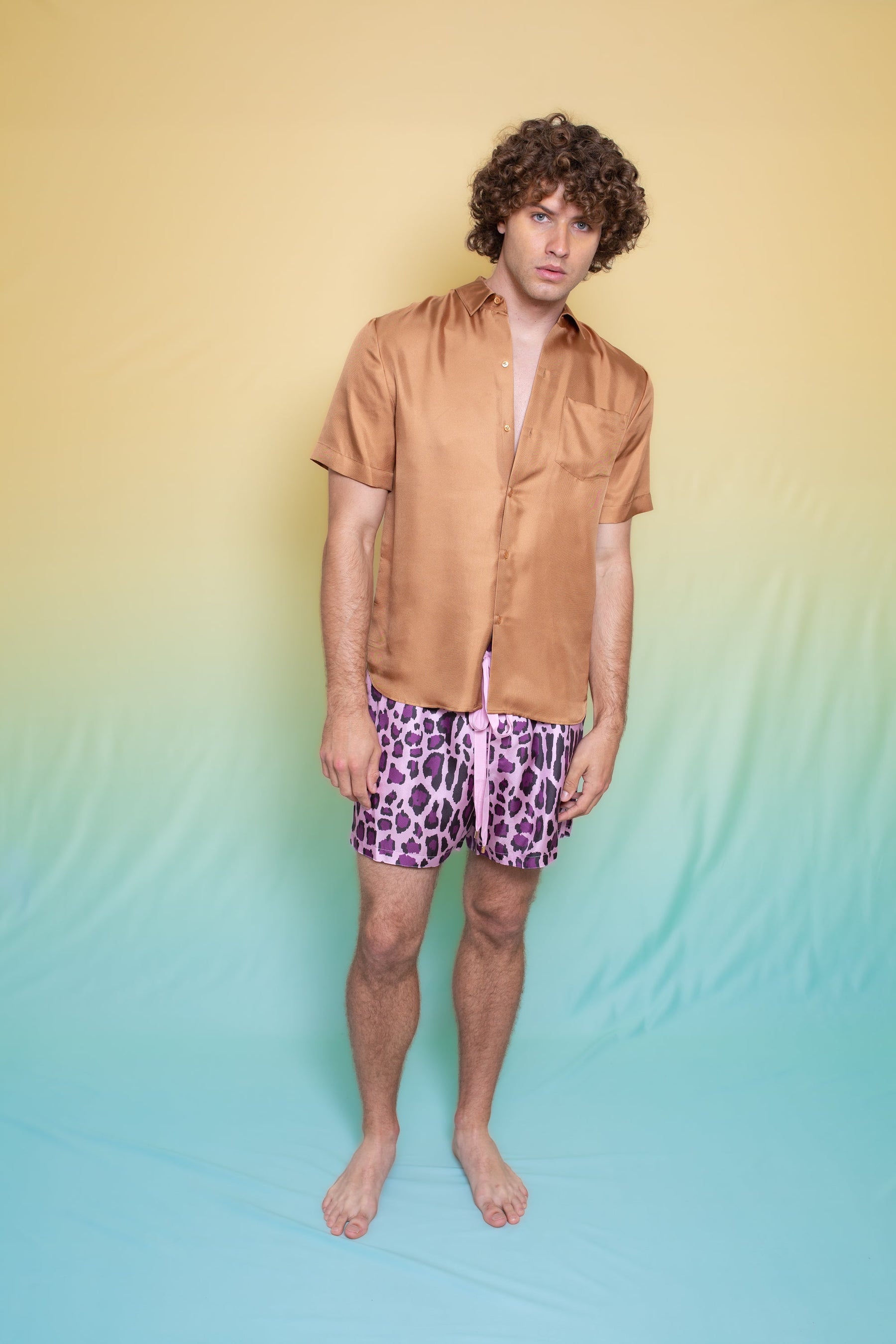 Paolo Silk Short Violet Jaguar 