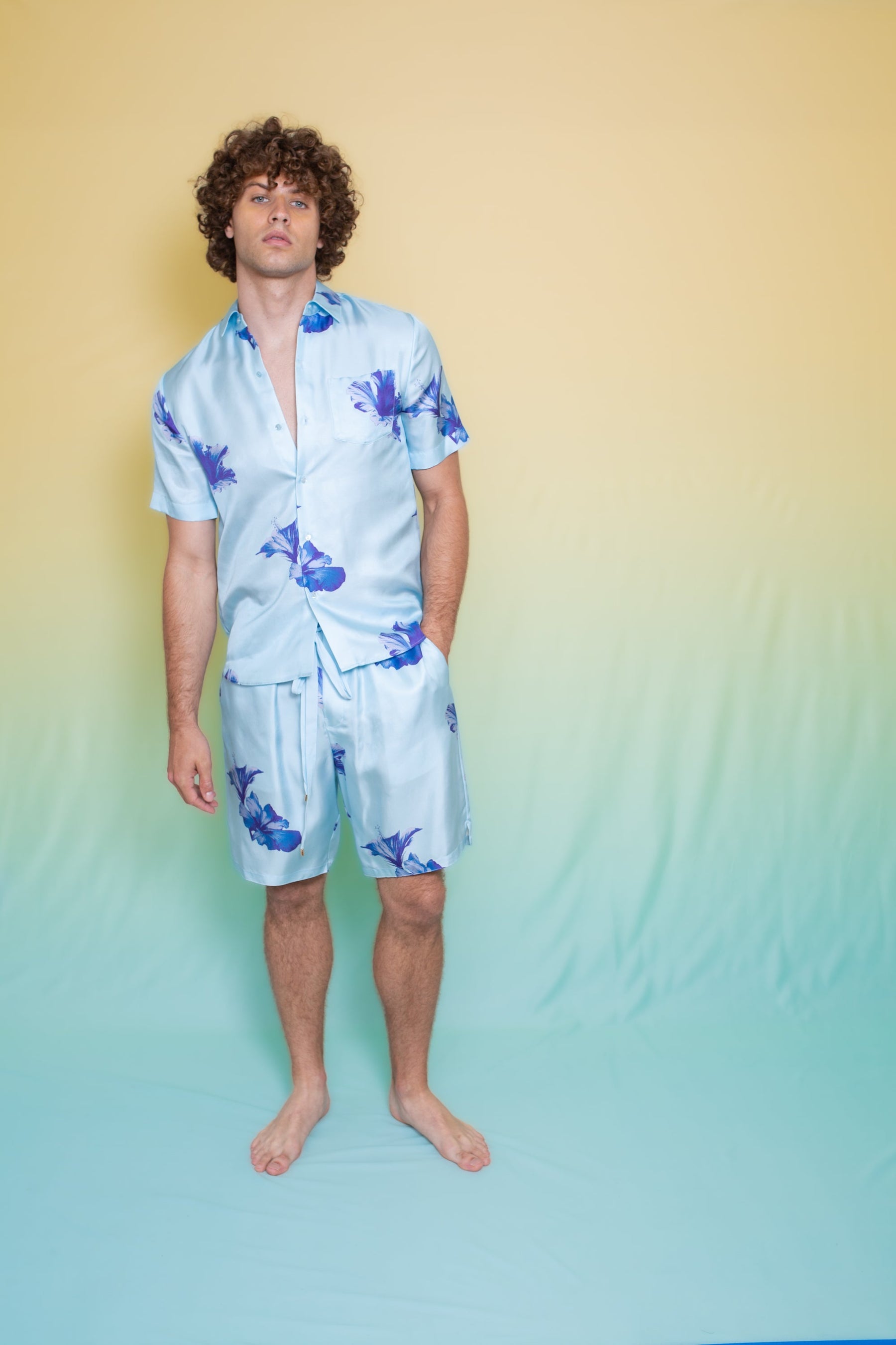 Basketball Silk Short Pale Blue Hawaii 