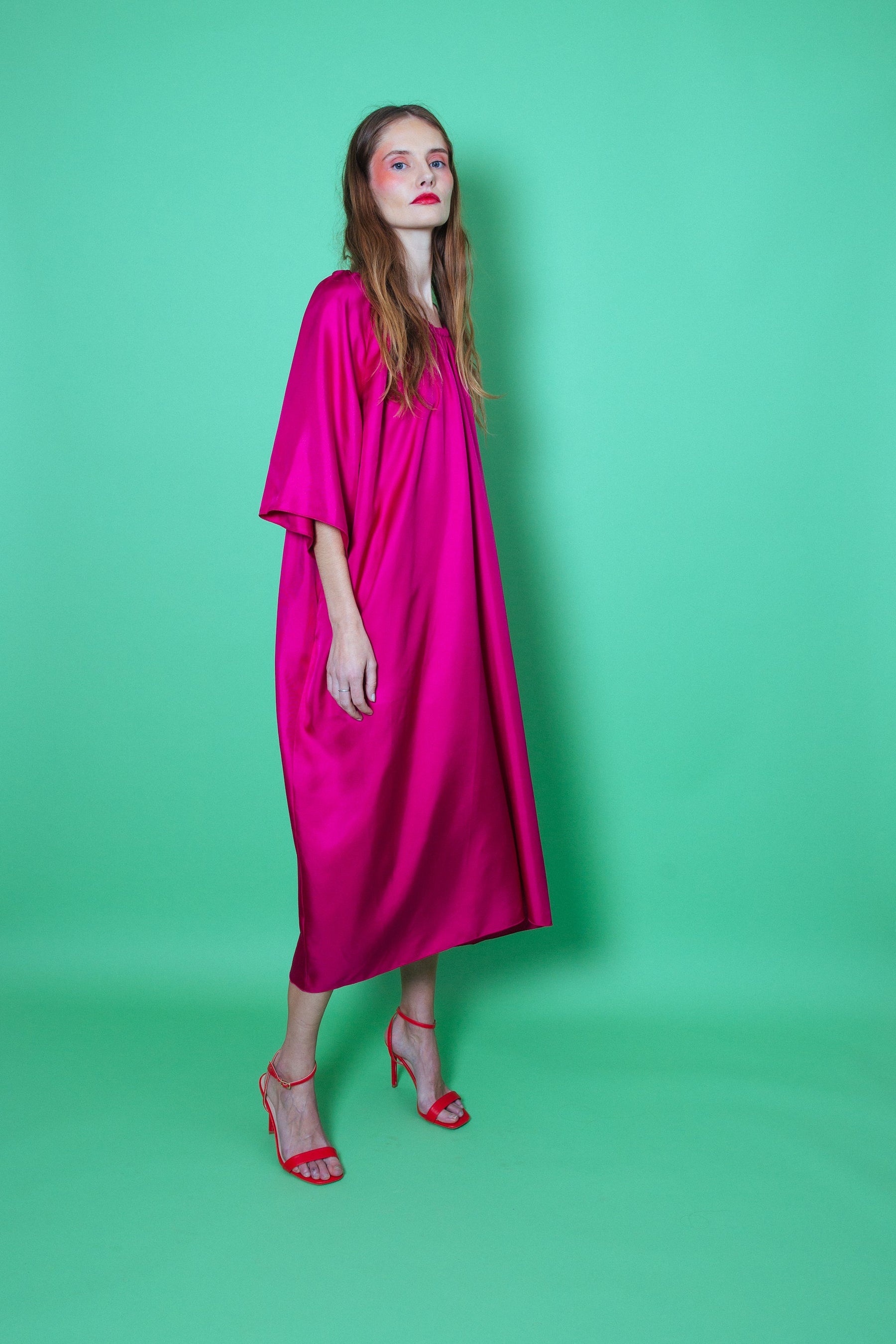 Laguna Silk Dress Fuscia