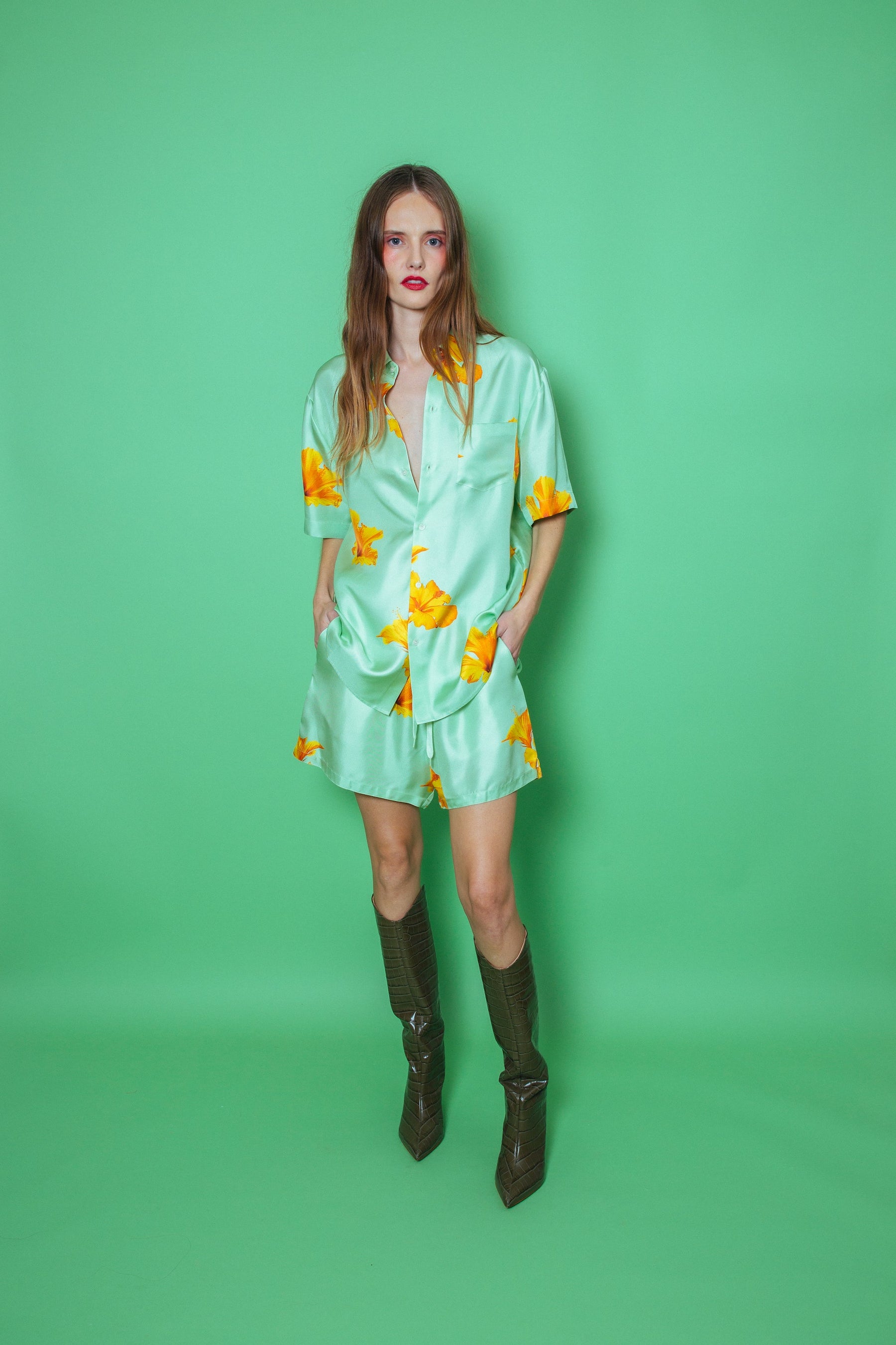 Paolo Silk Short Pistachio Hawaii 