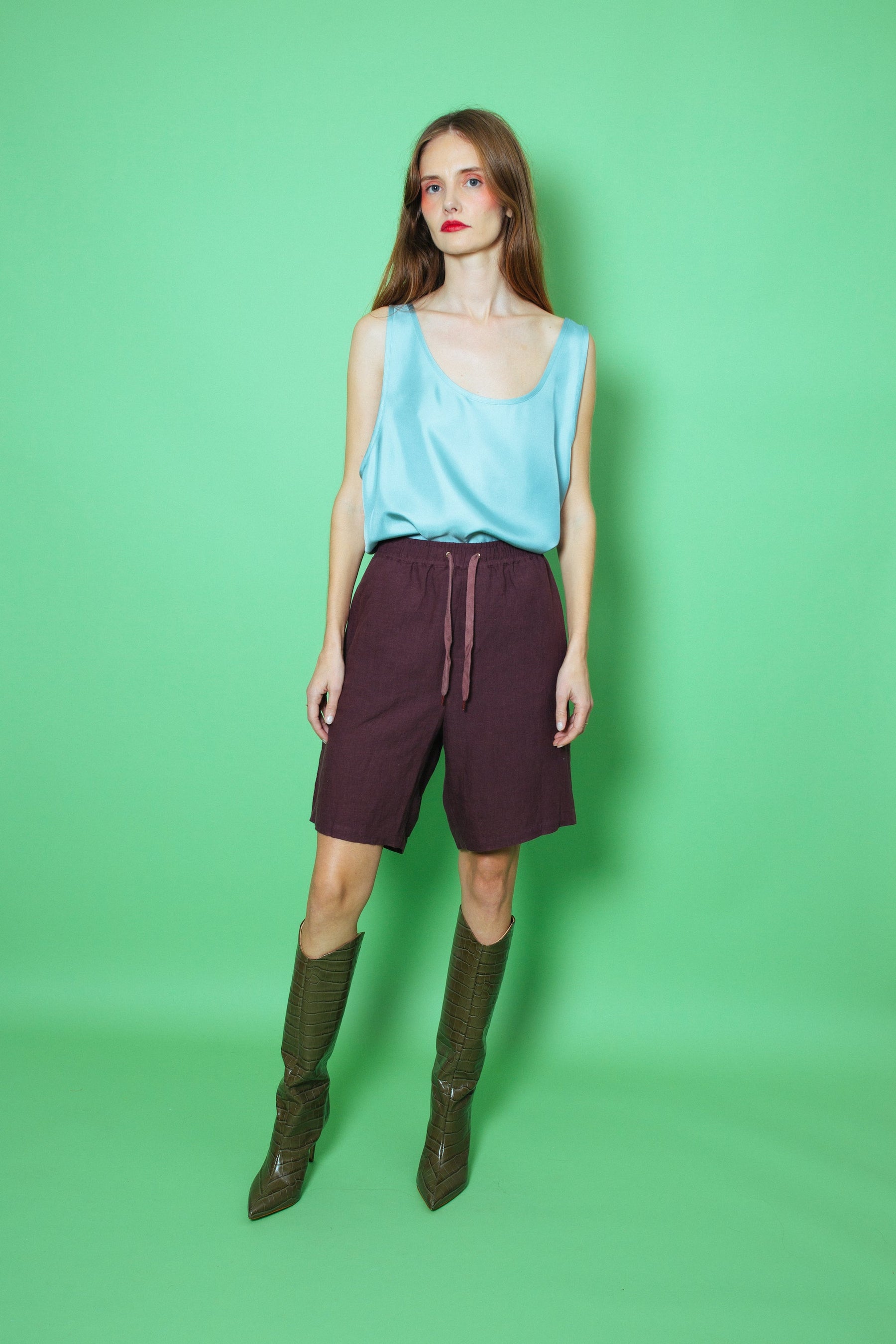 Basketball Linen Short Burgundy 