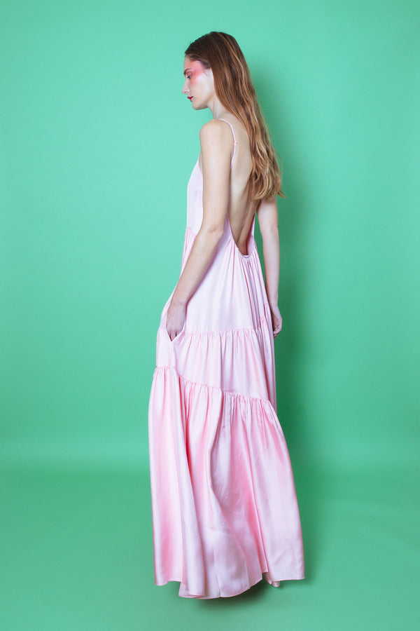 Malibu Silk Maxi Dress Pink