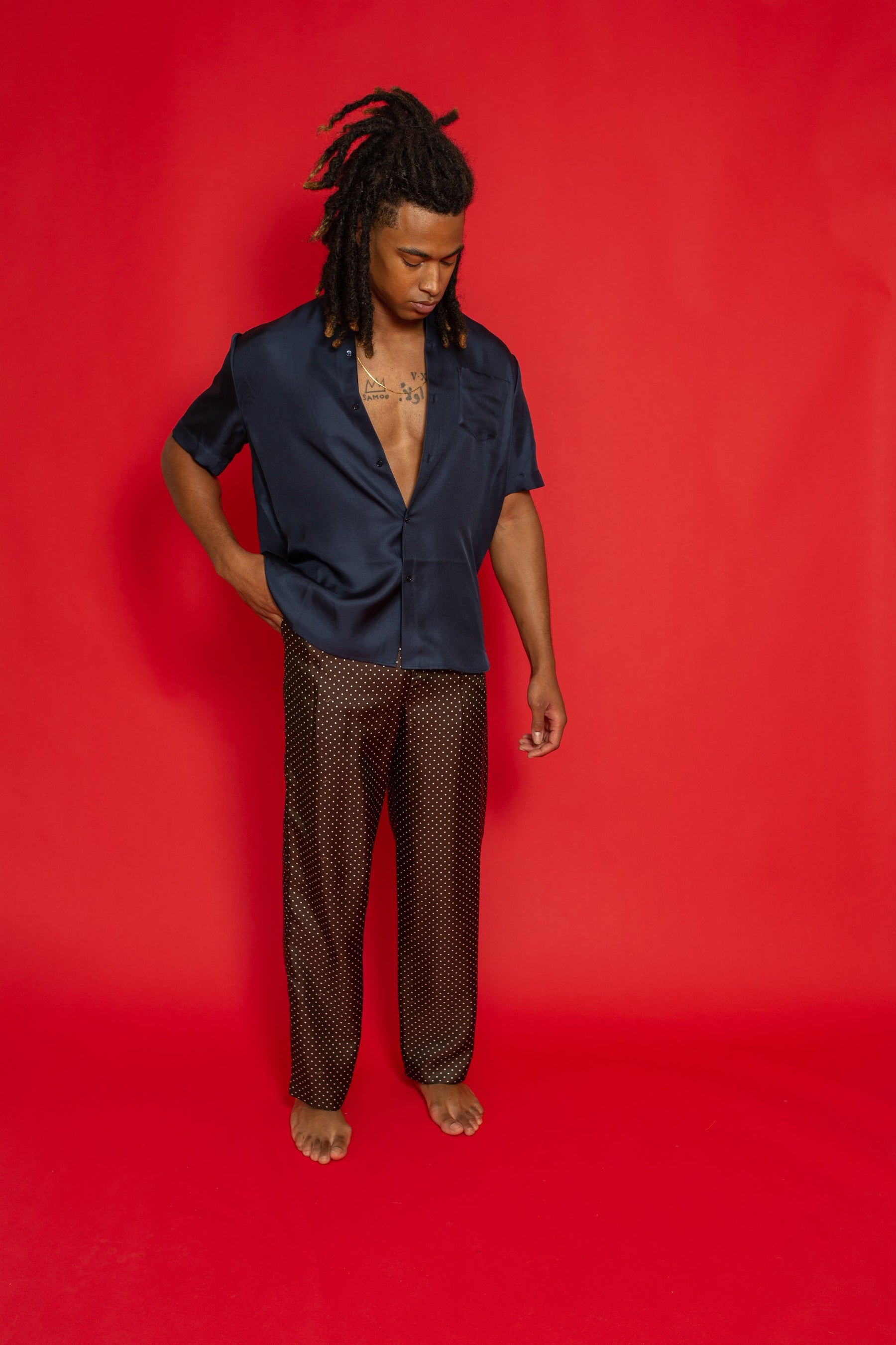 Boyfriend Silk Shirt Ink 