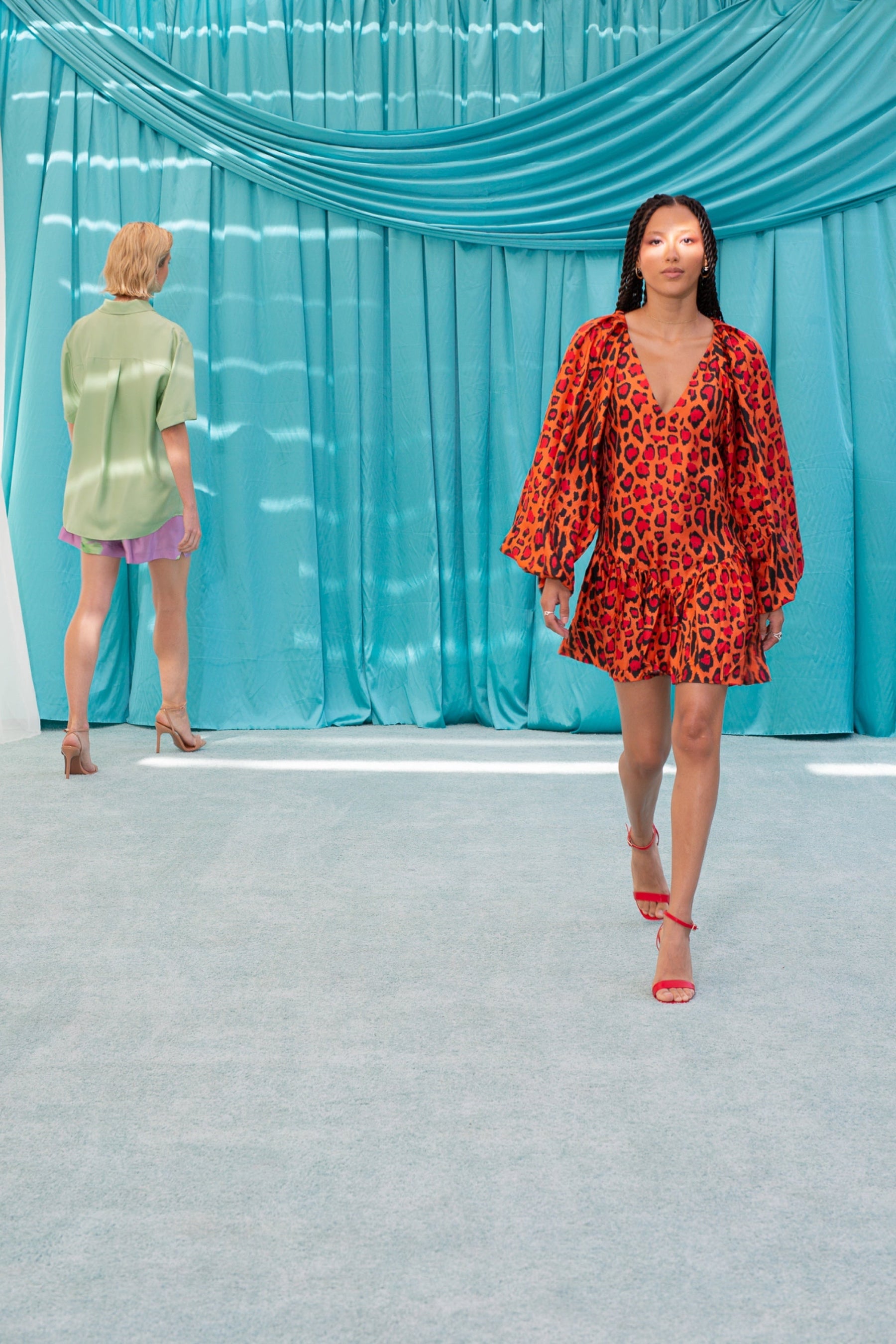 Feliz Silk Dress Red Jaguar