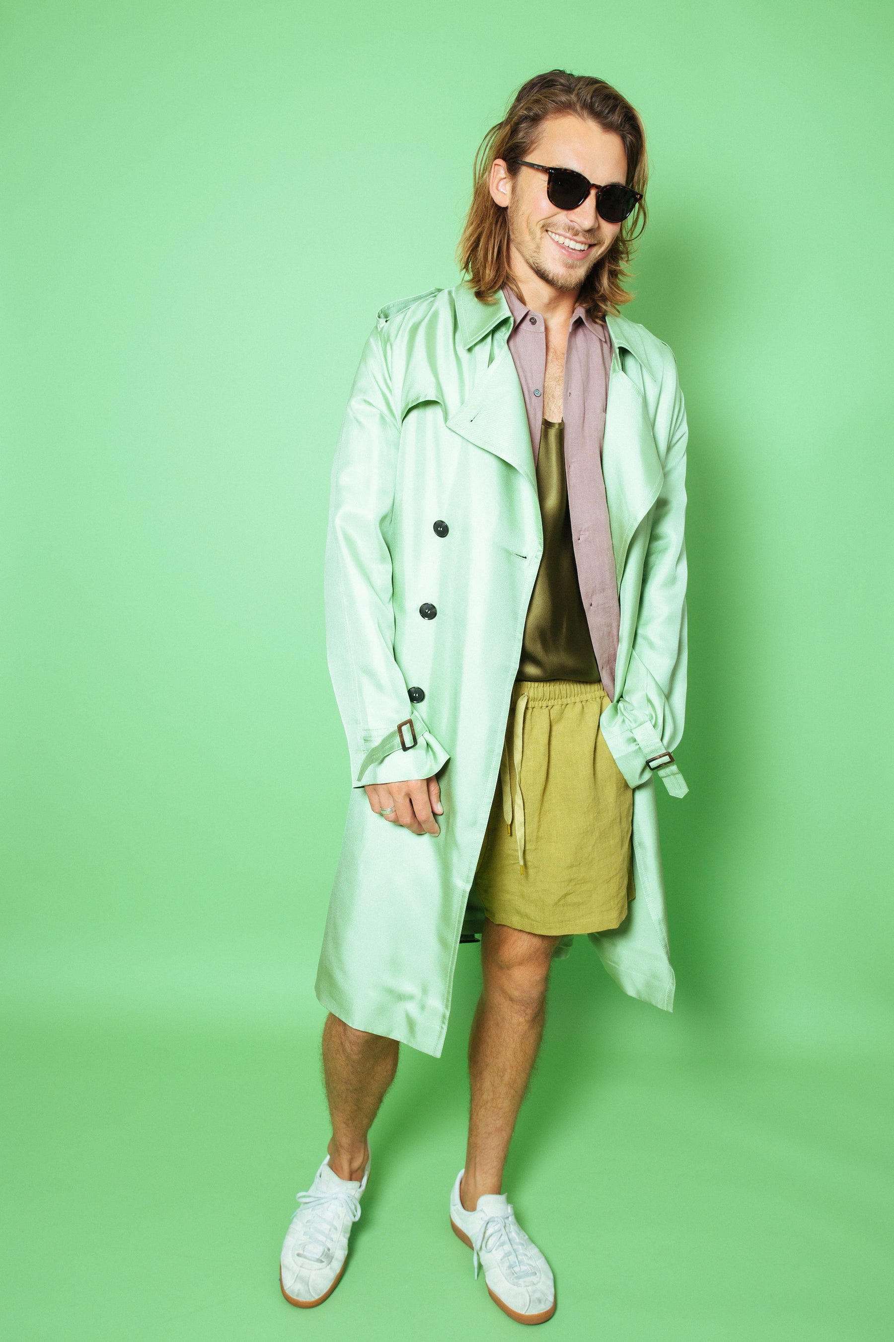 Mako Silk Trench Pistachio 