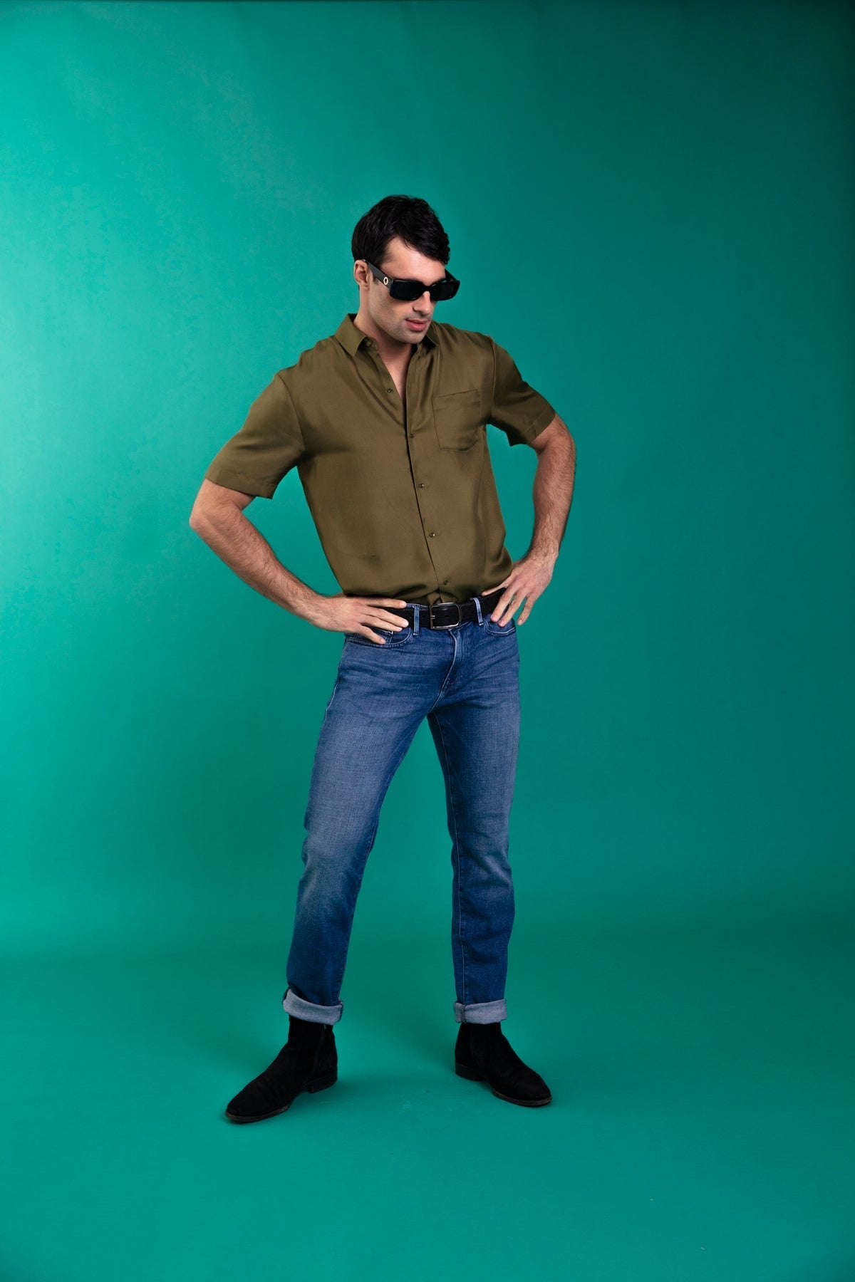 Boyfriend Silk Shirt Khaki 