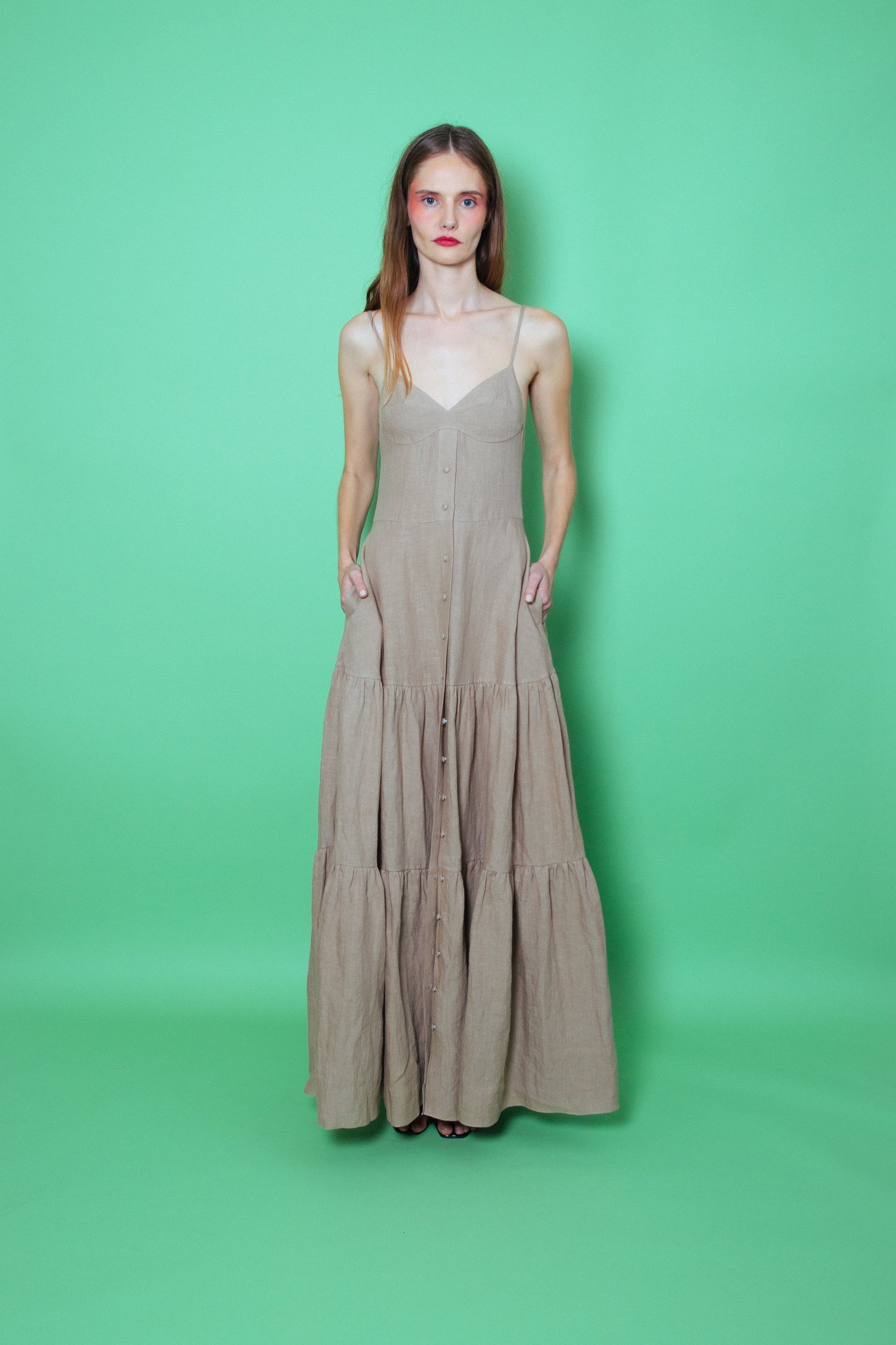Del Rey Linen Maxi Dress Natural