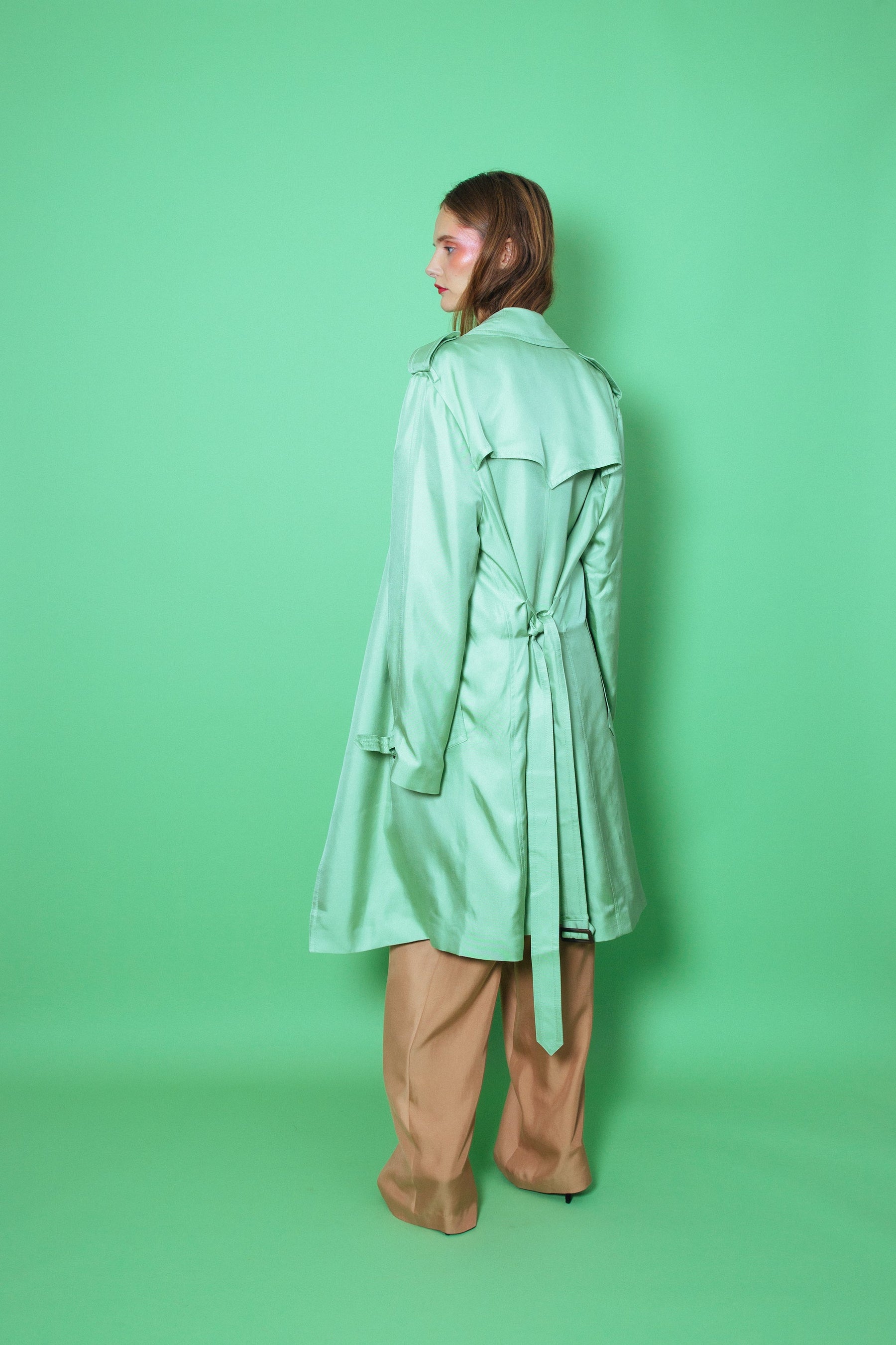 Mako Silk Trench Pistachio 