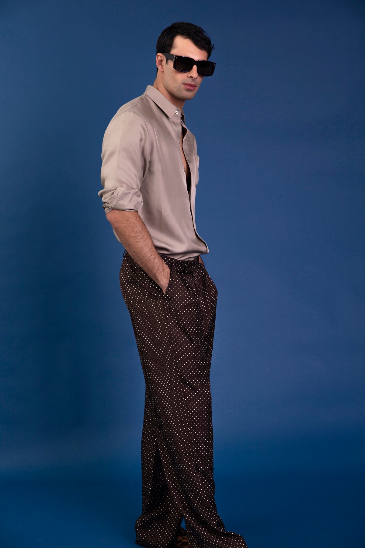 Ruben Long Sleeve Silk Shirt Bone 