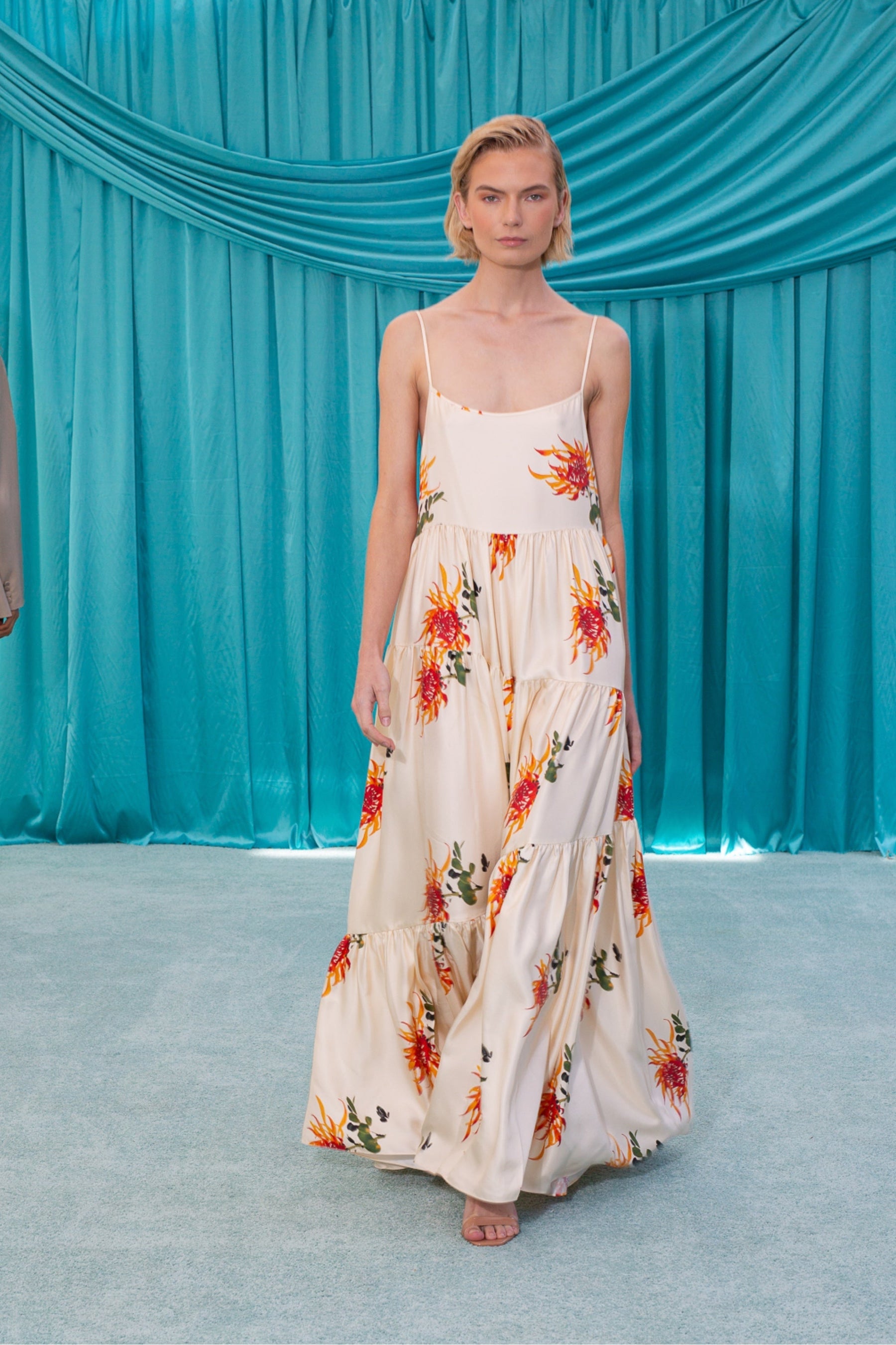 Malibu Silk Maxi Dress Orange Chrysanthemum