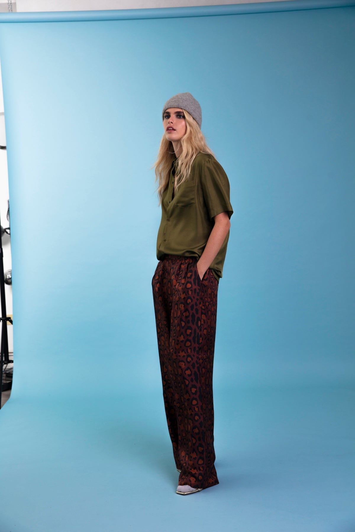 Boyfriend Silk Shirt Khaki 