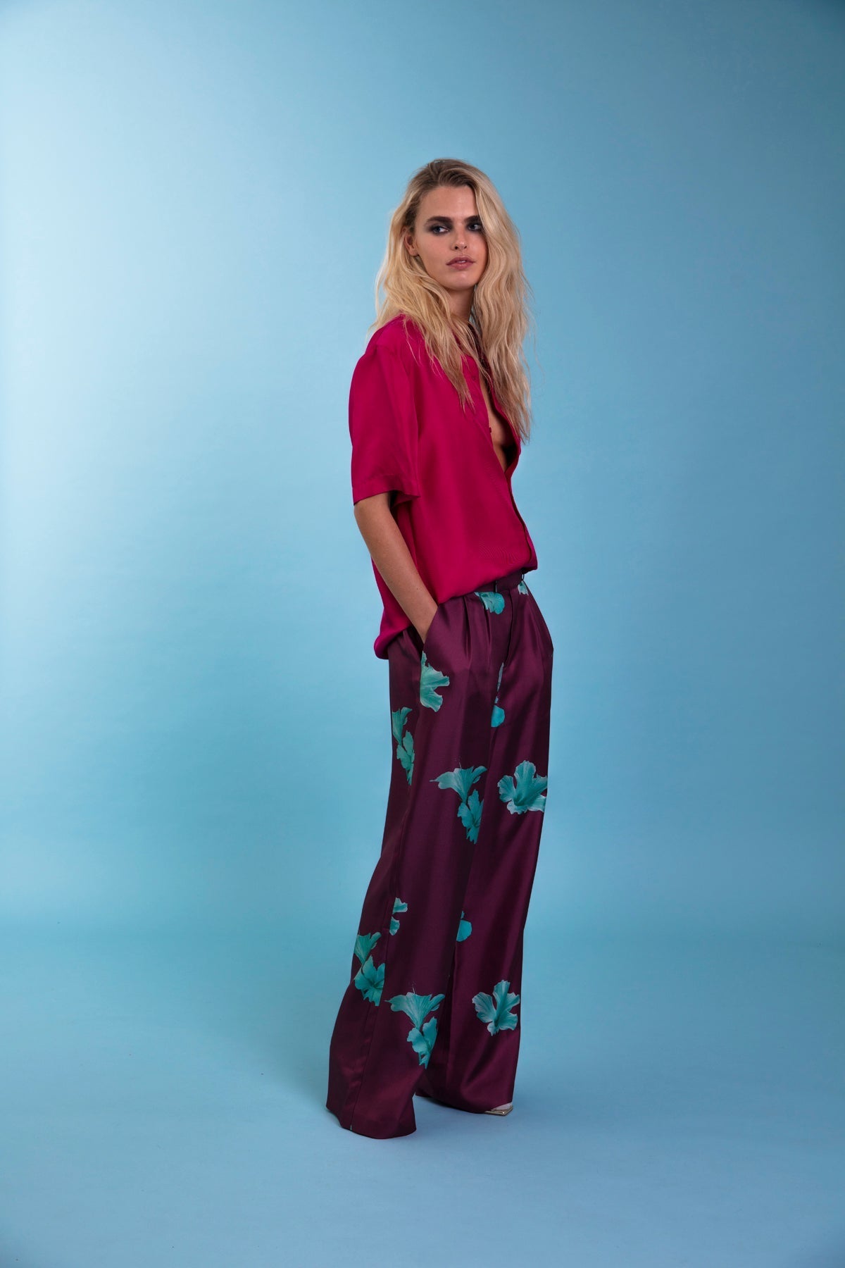 Salinas Silk Trouser Purple Hawaii 
