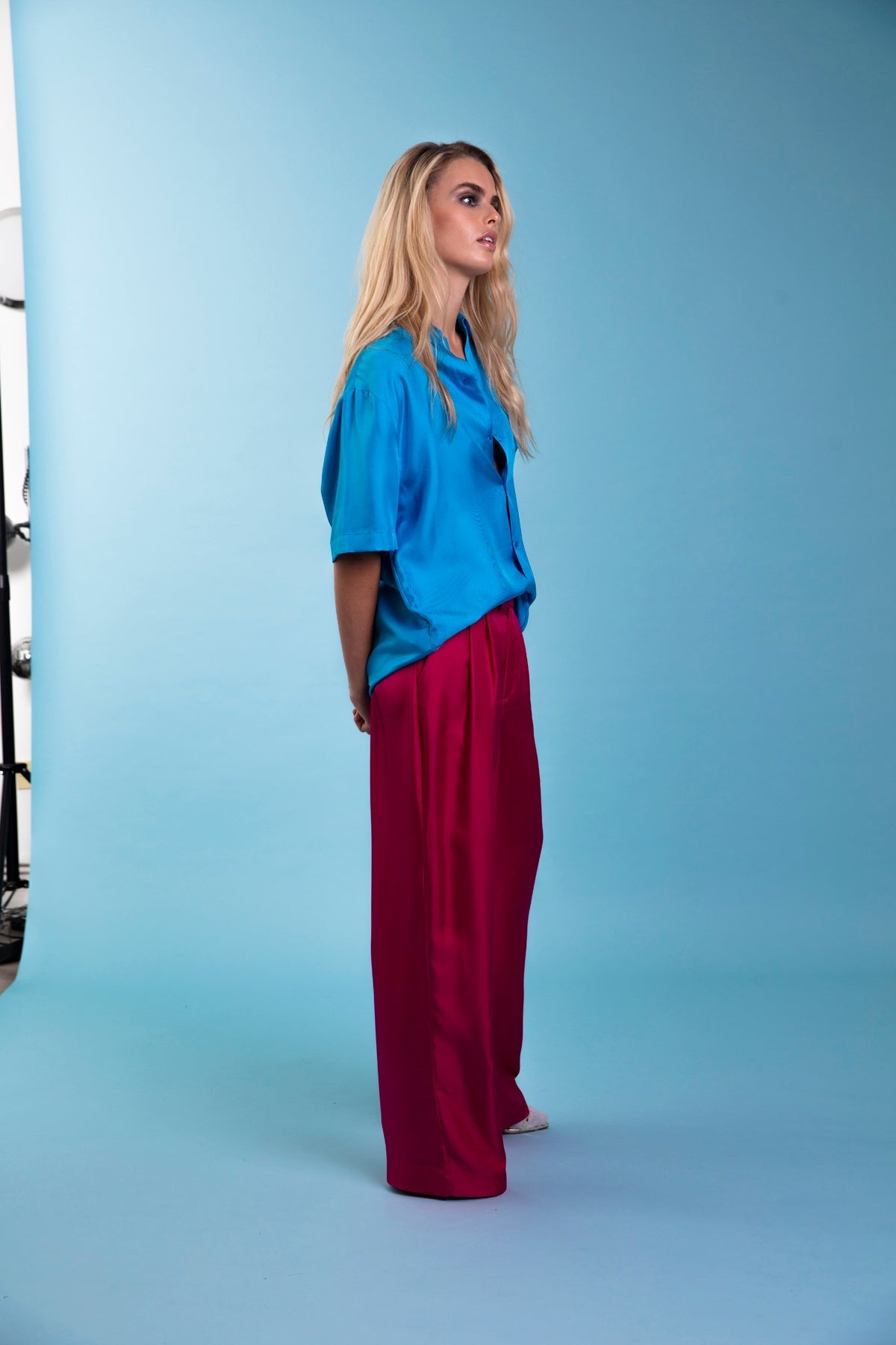 Boyfriend Silk Shirt Blue 