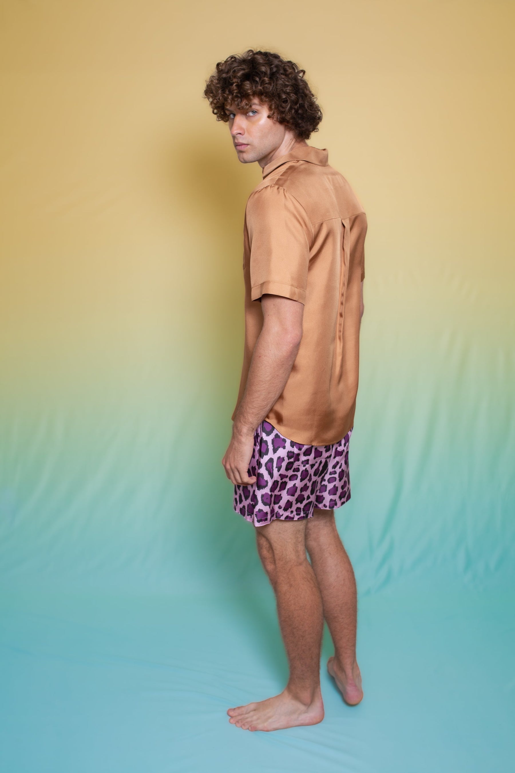 Paolo Silk Short Violet Jaguar 