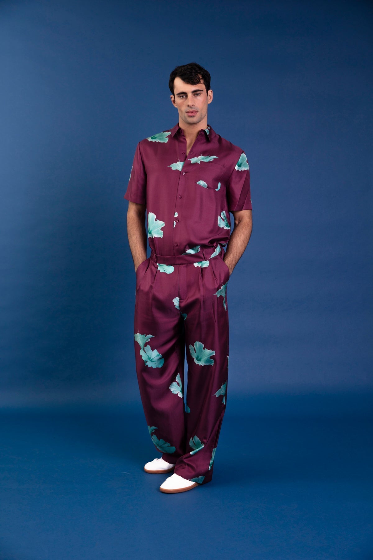 Boyfriend Silk Shirt Purple Hawaii 