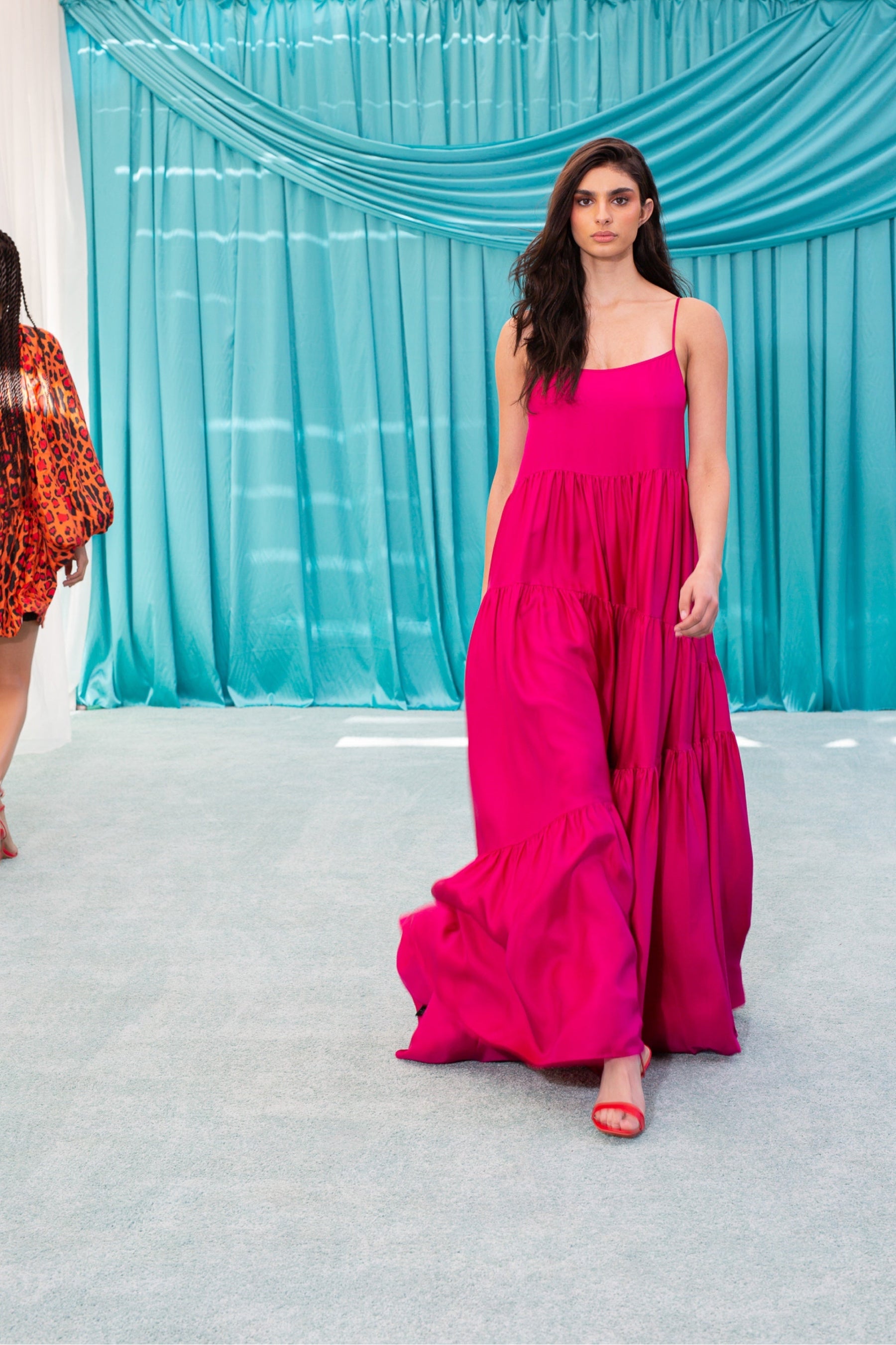 Malibu Silk Maxi Dress Fuscia