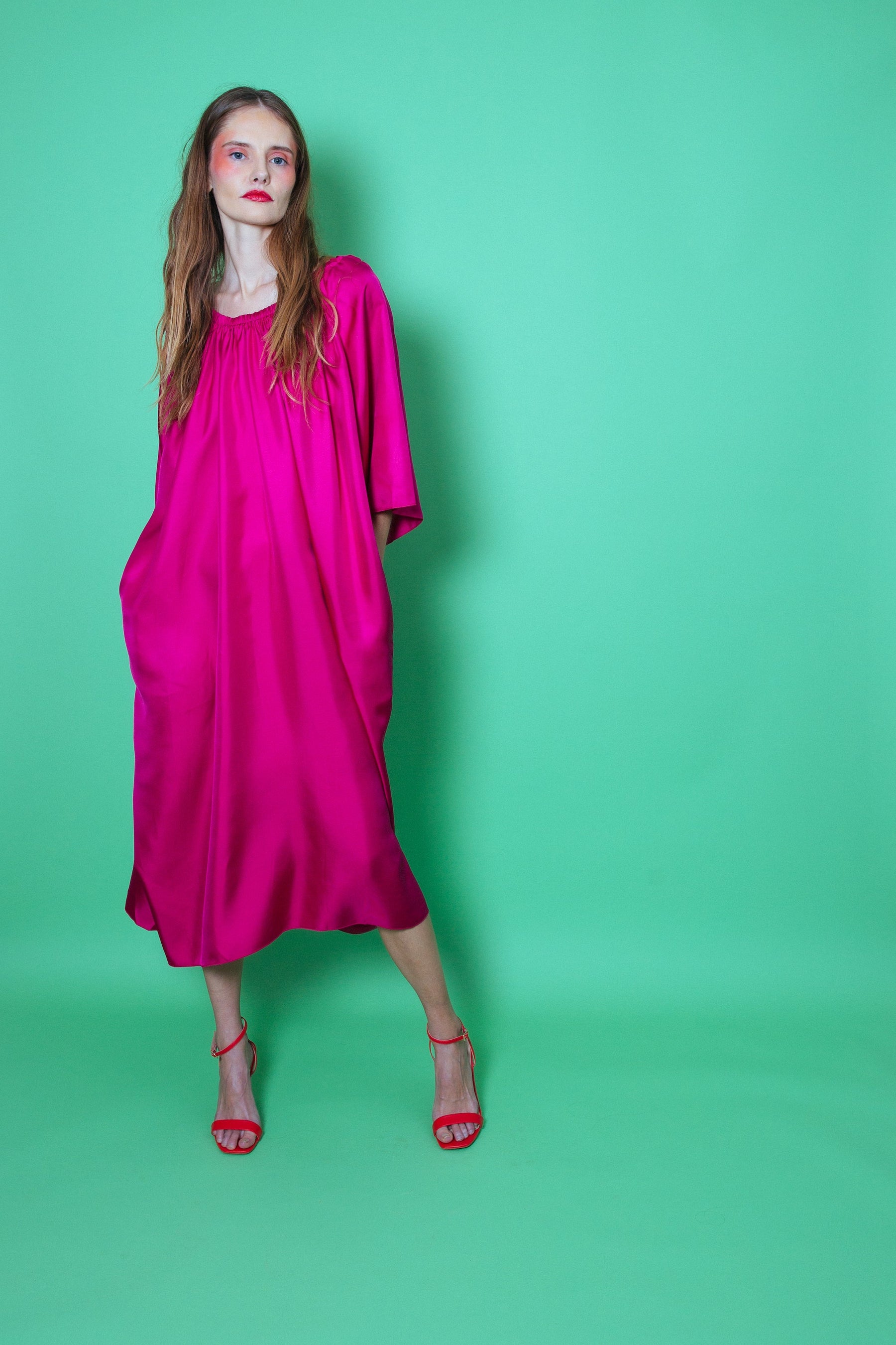 Laguna Silk Dress Fuscia