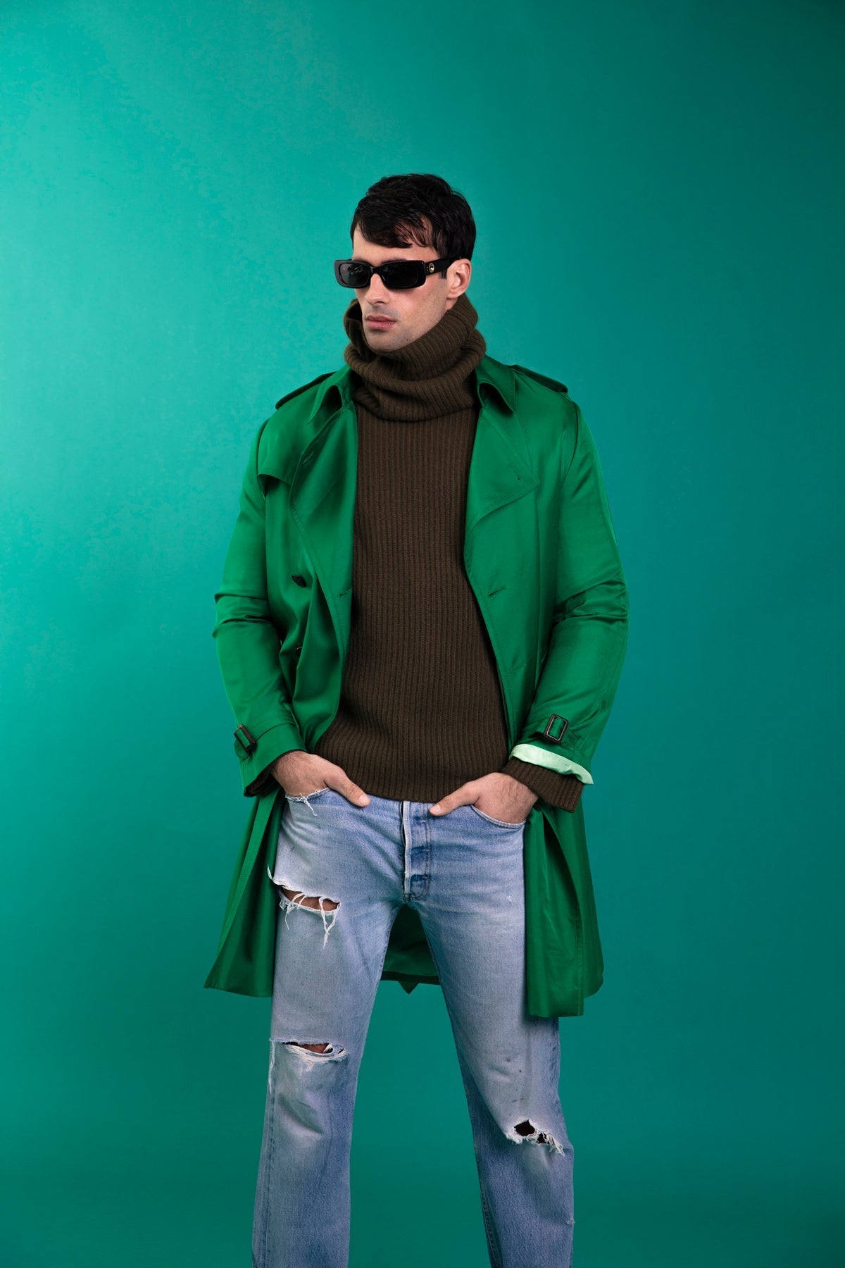 Mako Silk Trench Emerald 