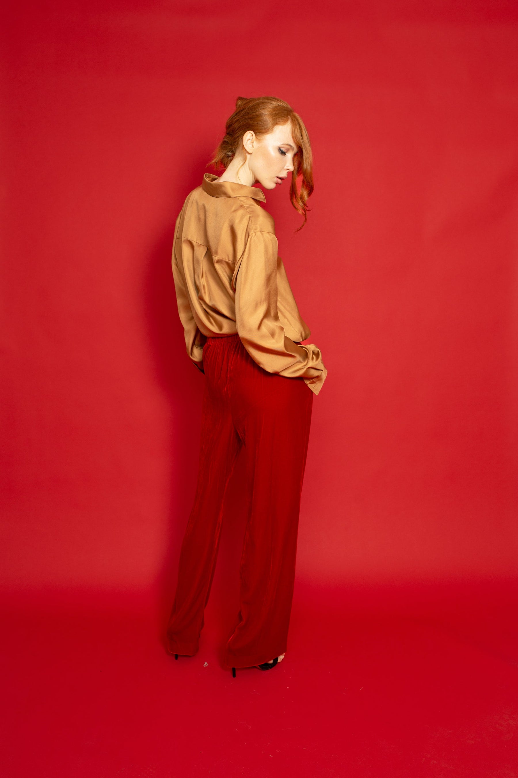 Ruben Long Sleeve Silk Shirt Toffee 