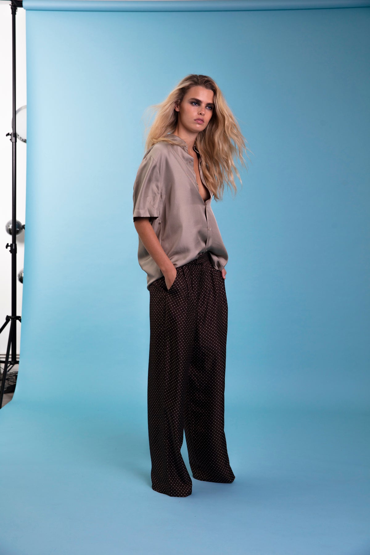 Salinas Silk Trouser Chocolate Dot 