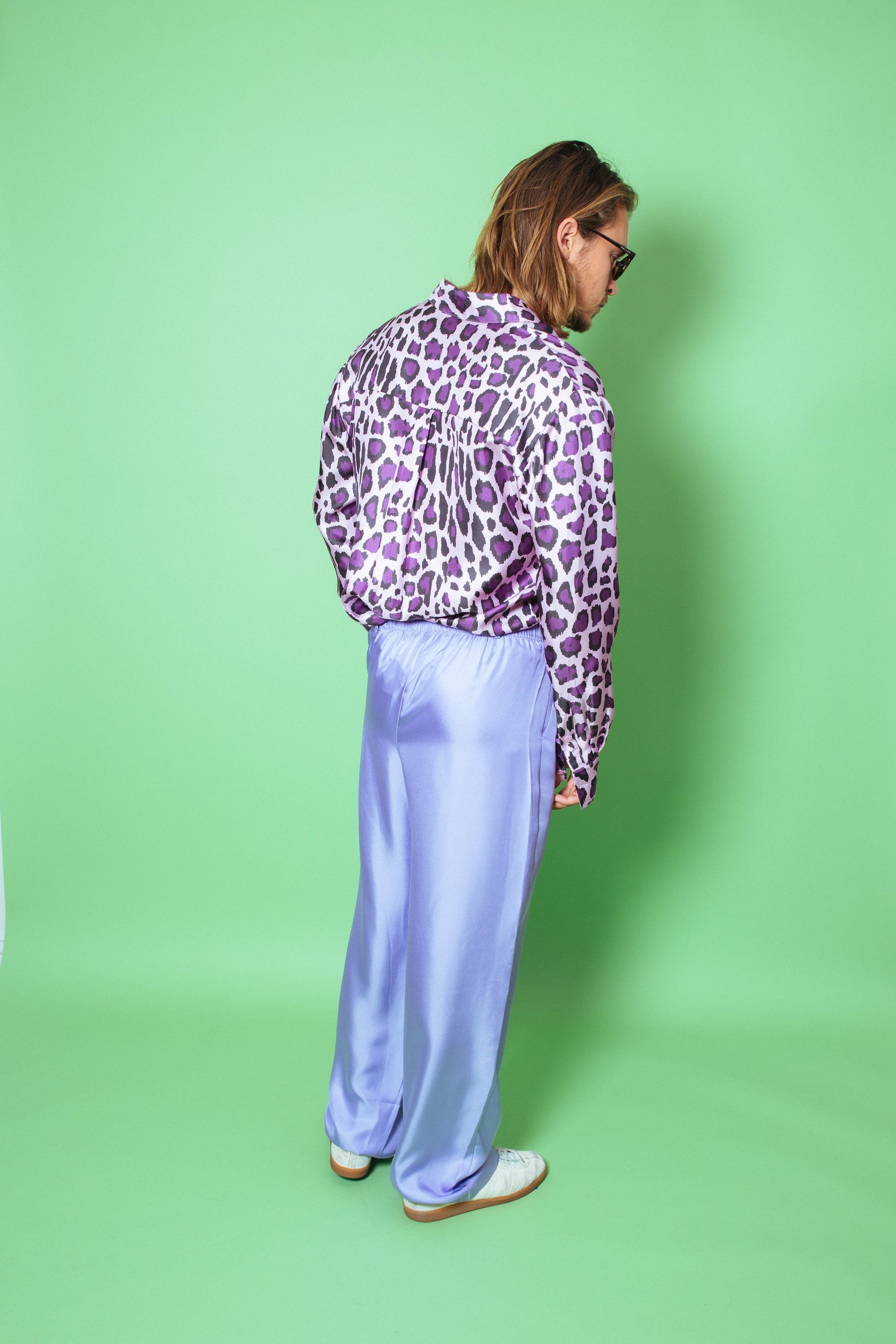 Ruben Long Sleeve Silk Shirt Violet Jaguar 