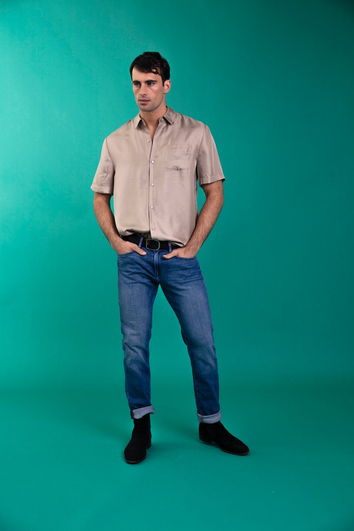 Boyfriend Silk Shirt Bone 