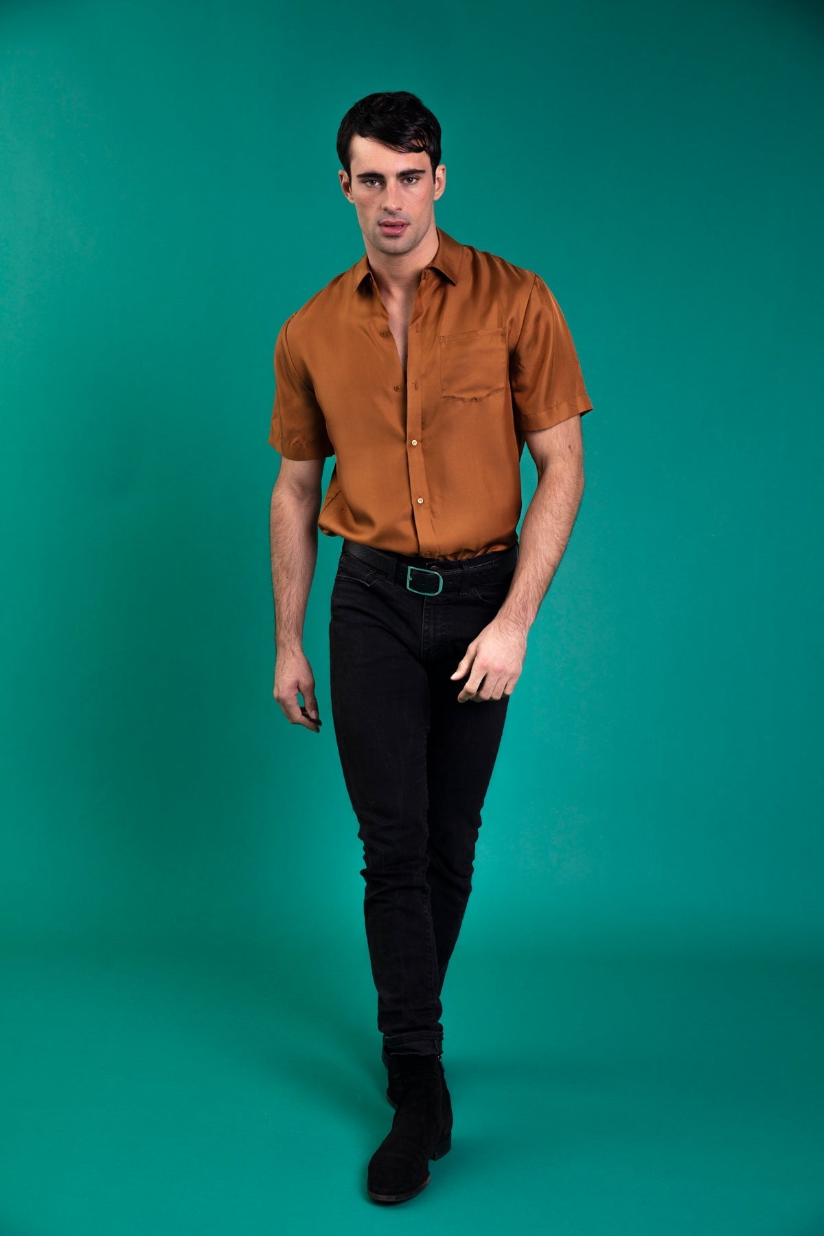 Boyfriend Silk Shirt Caramel 