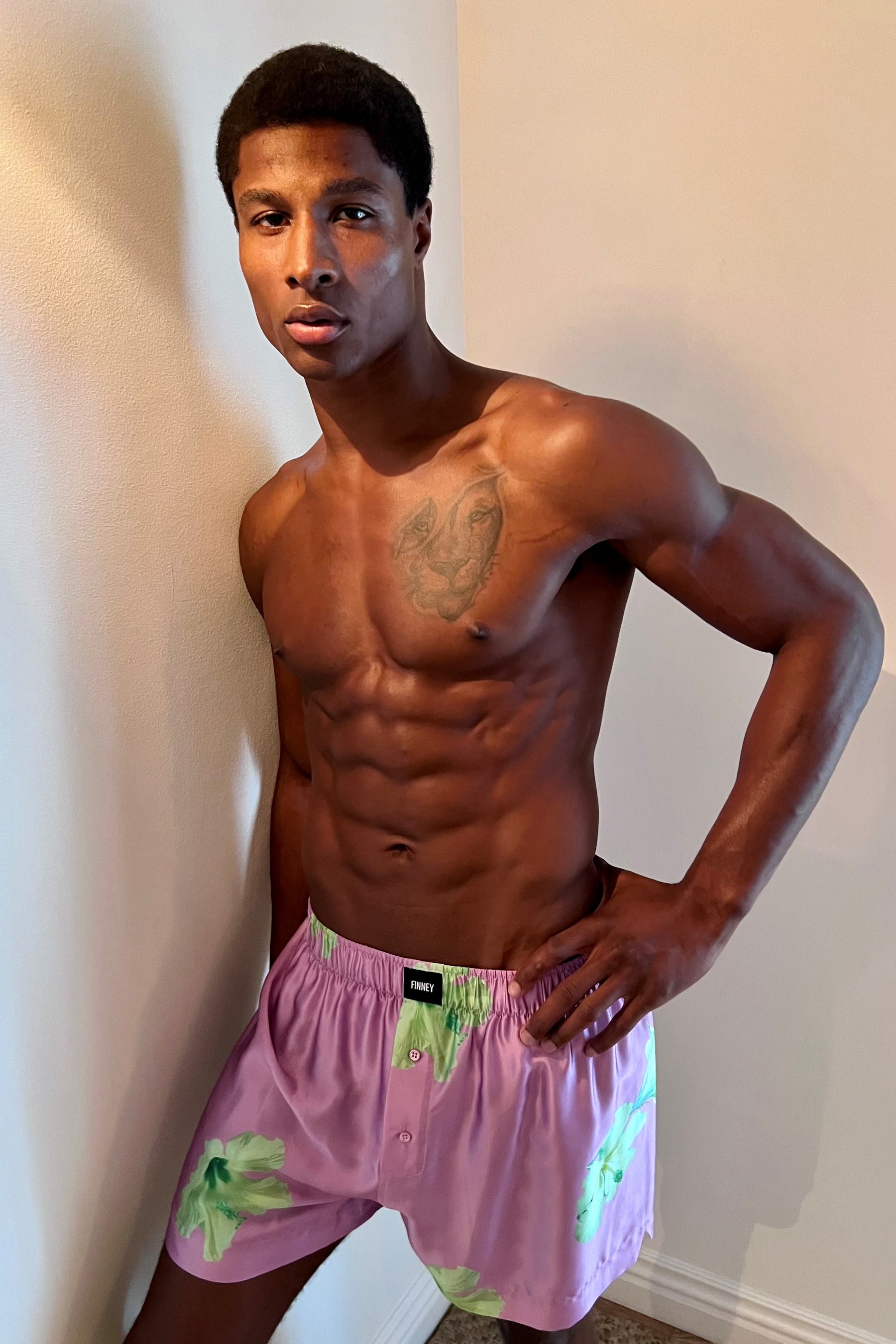 Le Weekend Silk Boxer Lilac Hawaii 