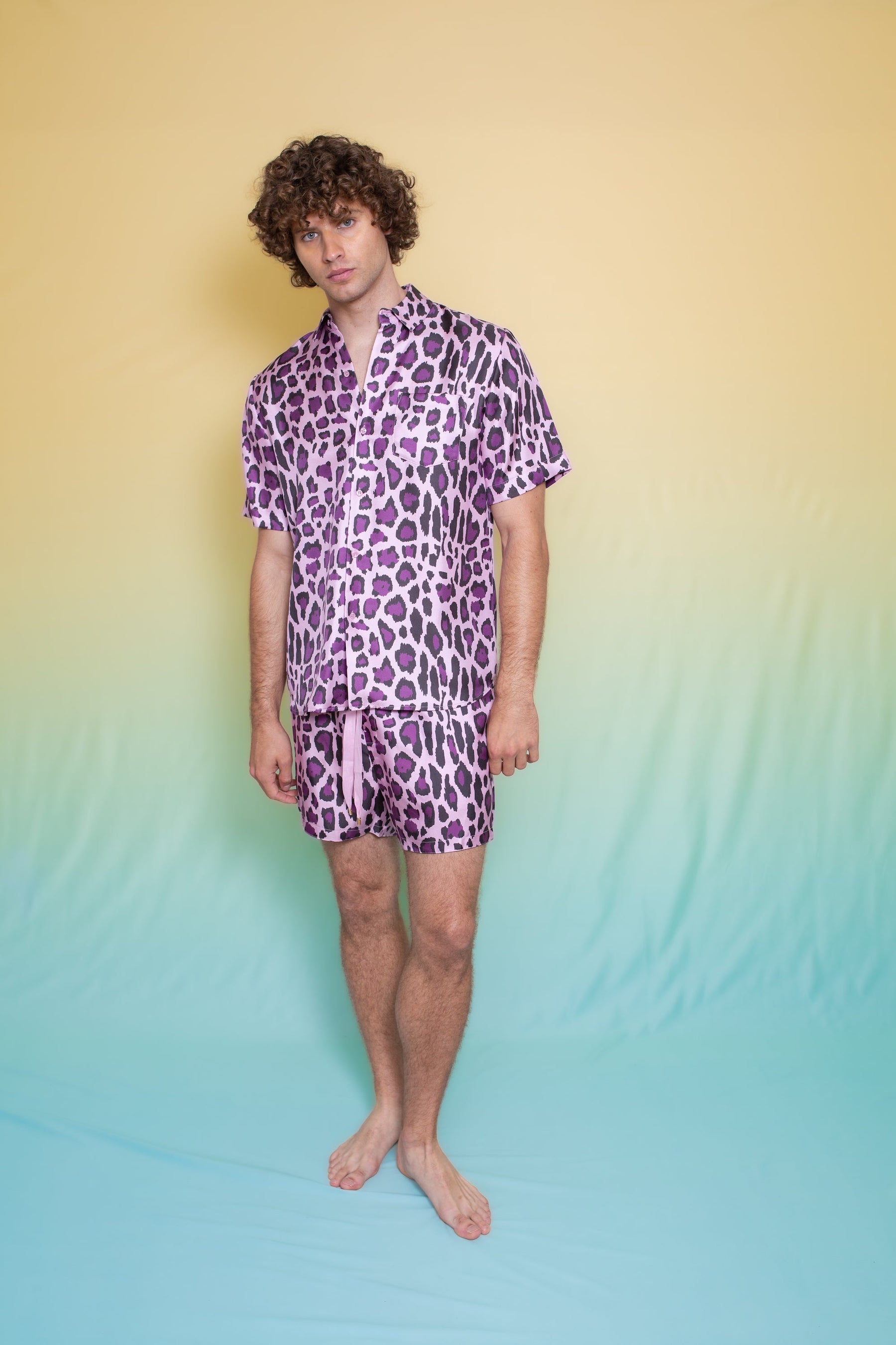 Paolo Silk Short Violet Jaguar 