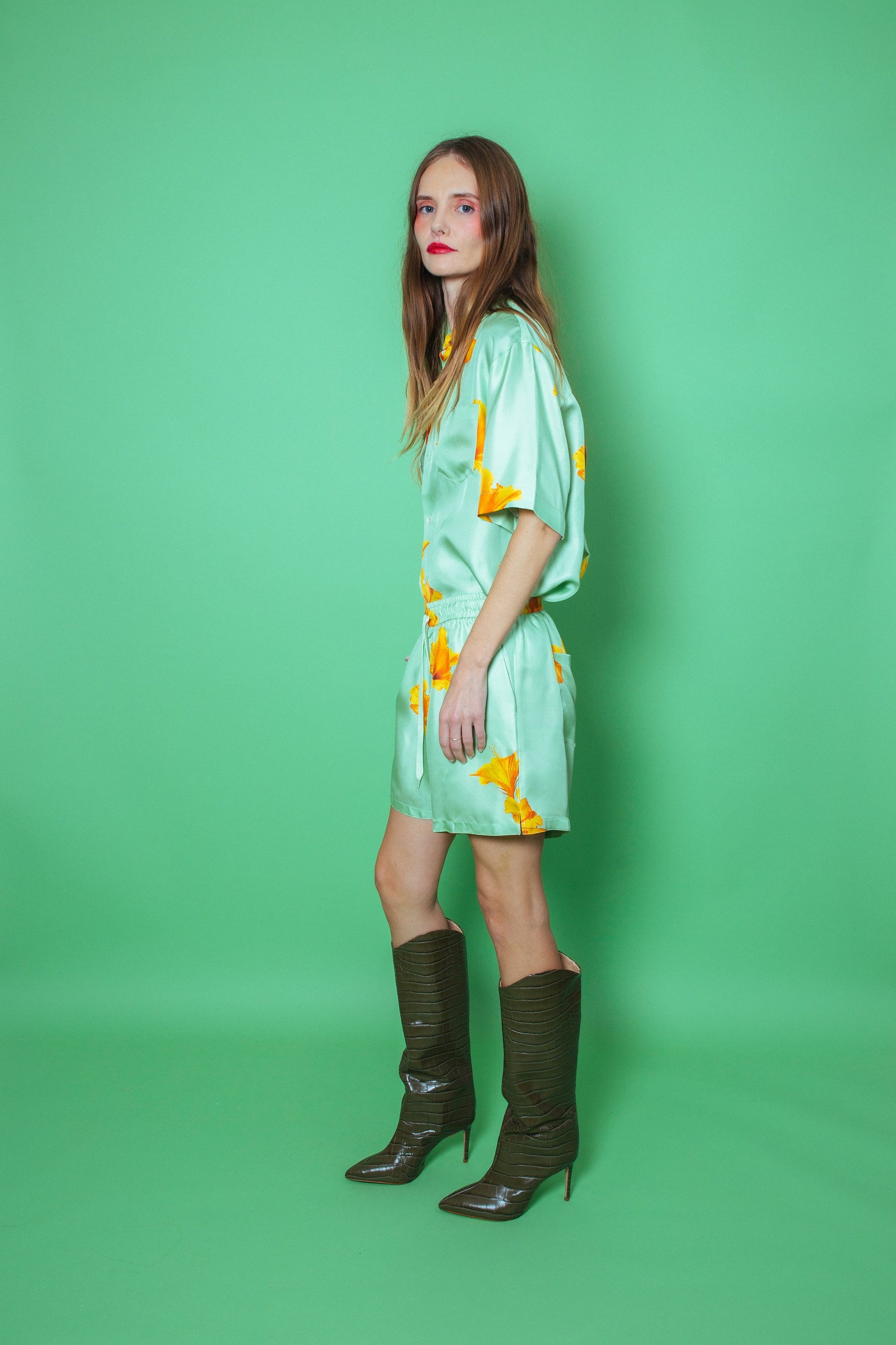 Paolo Silk Short Pistachio Hawaii 