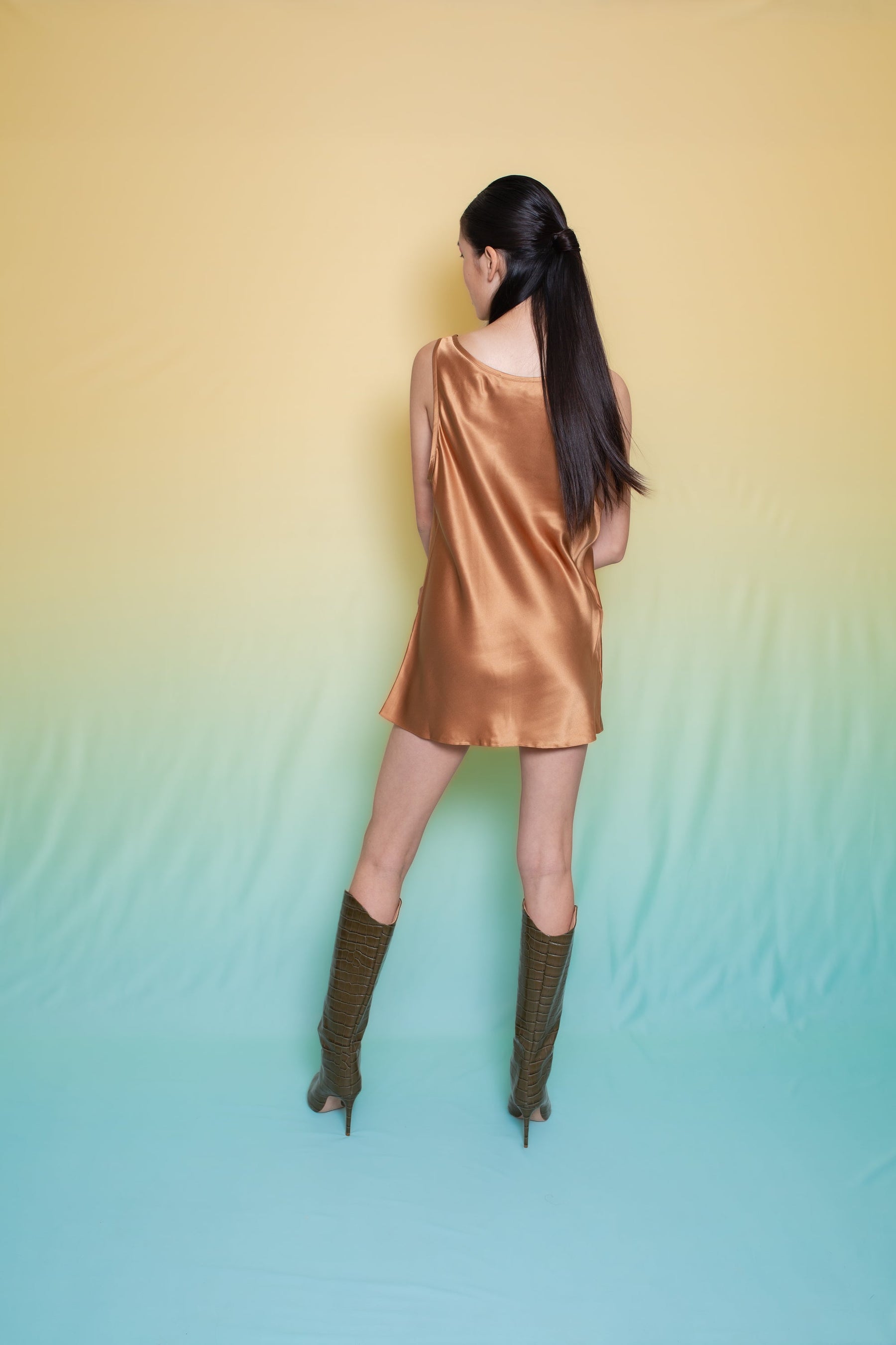Dylan Oversized Silk Vest Dress Toffee