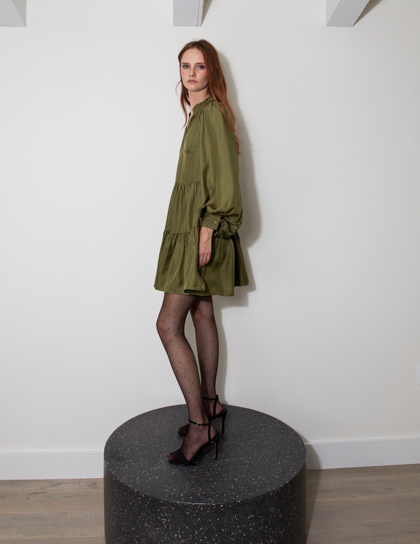 Melrose Silk Dress Khaki