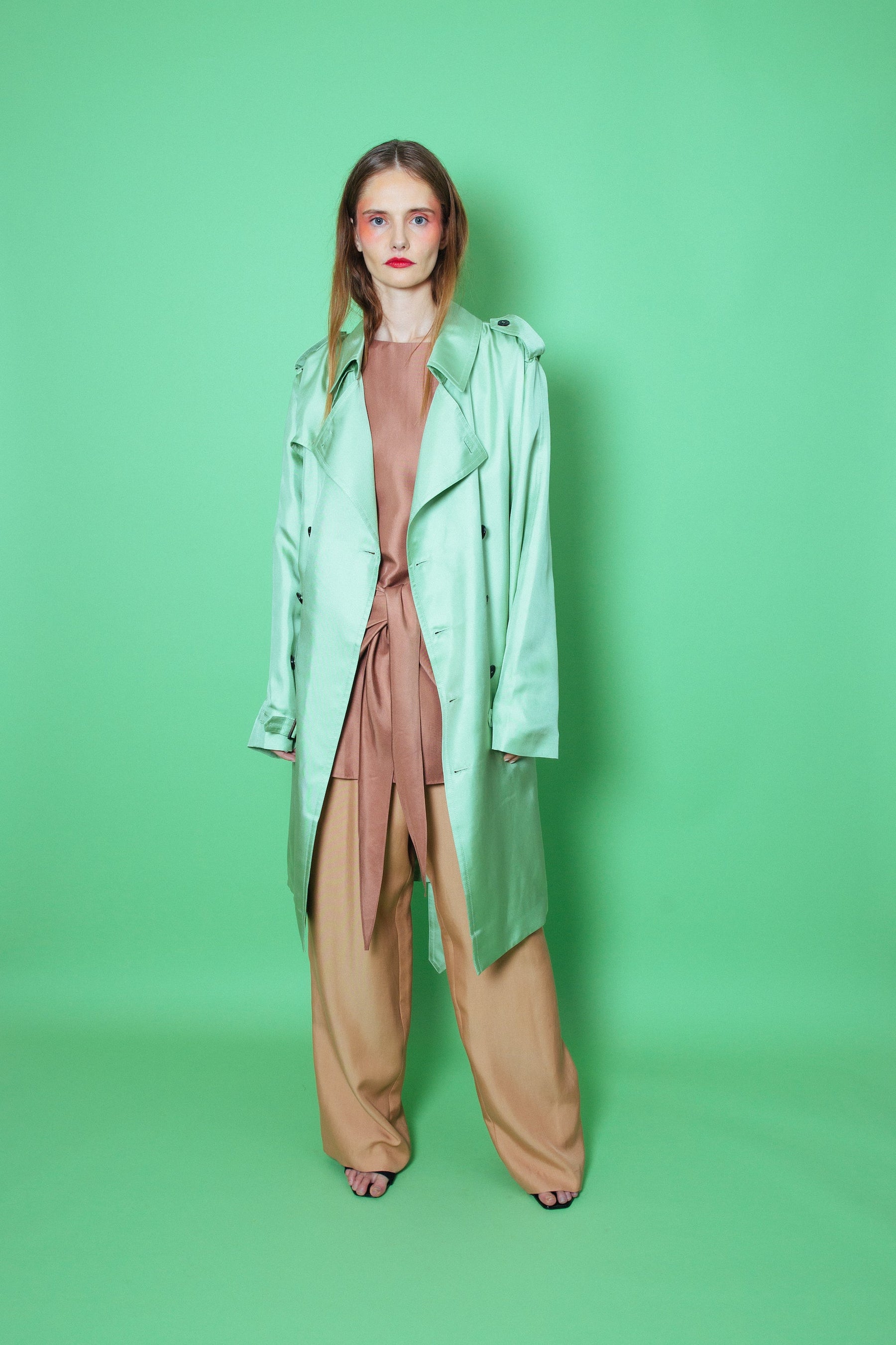 Mako Silk Trench Pistachio 