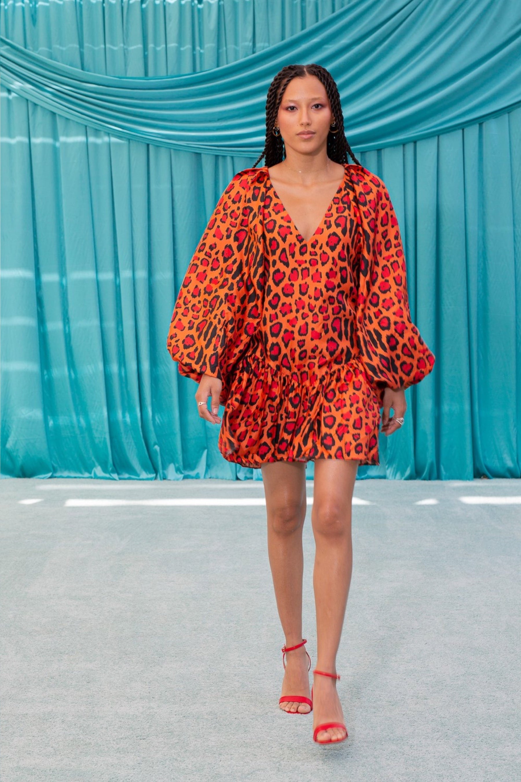 Feliz Silk Dress Red Jaguar