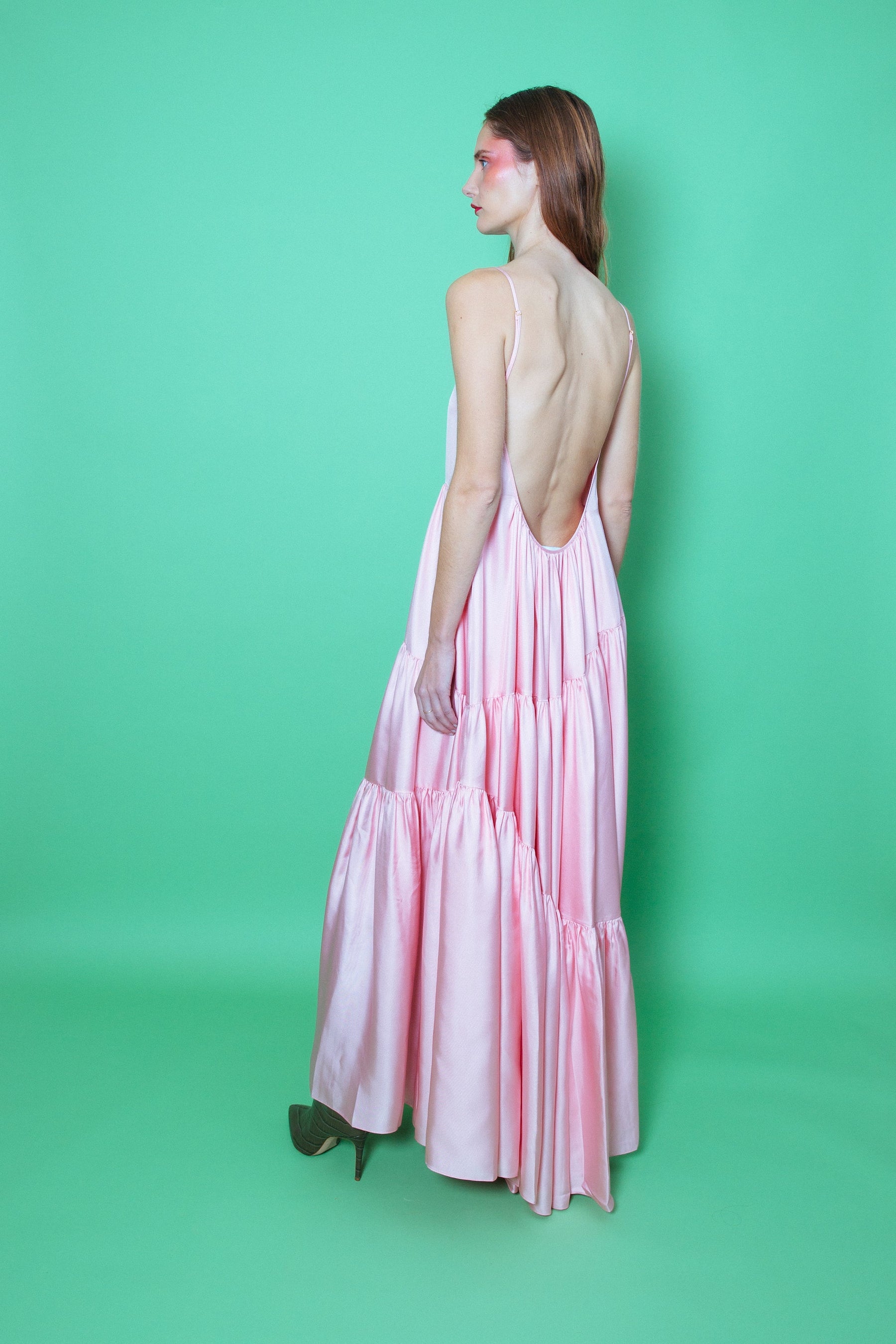 Malibu Silk Maxi Dress Pink