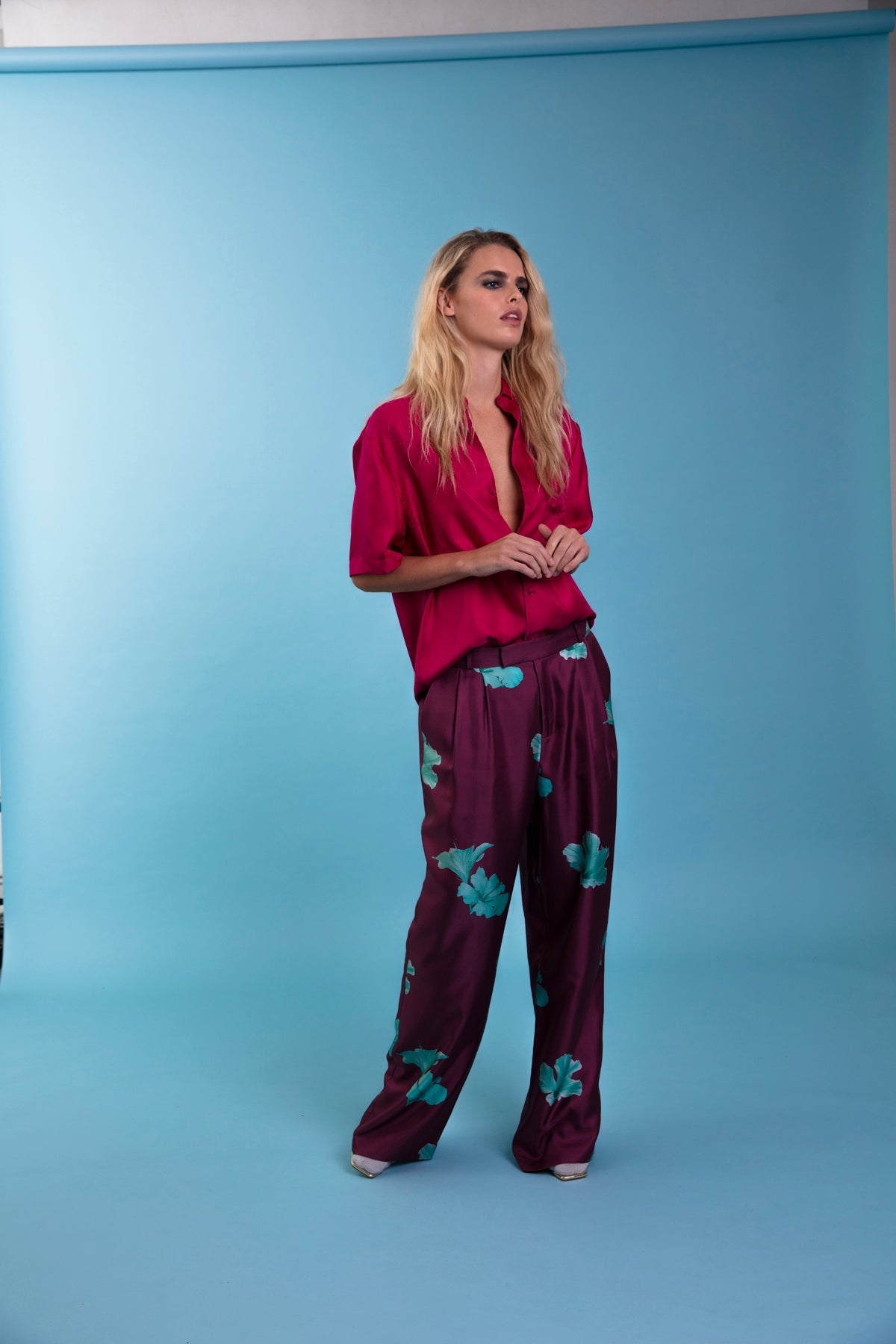 Salinas Silk Trouser Purple Hawaii 