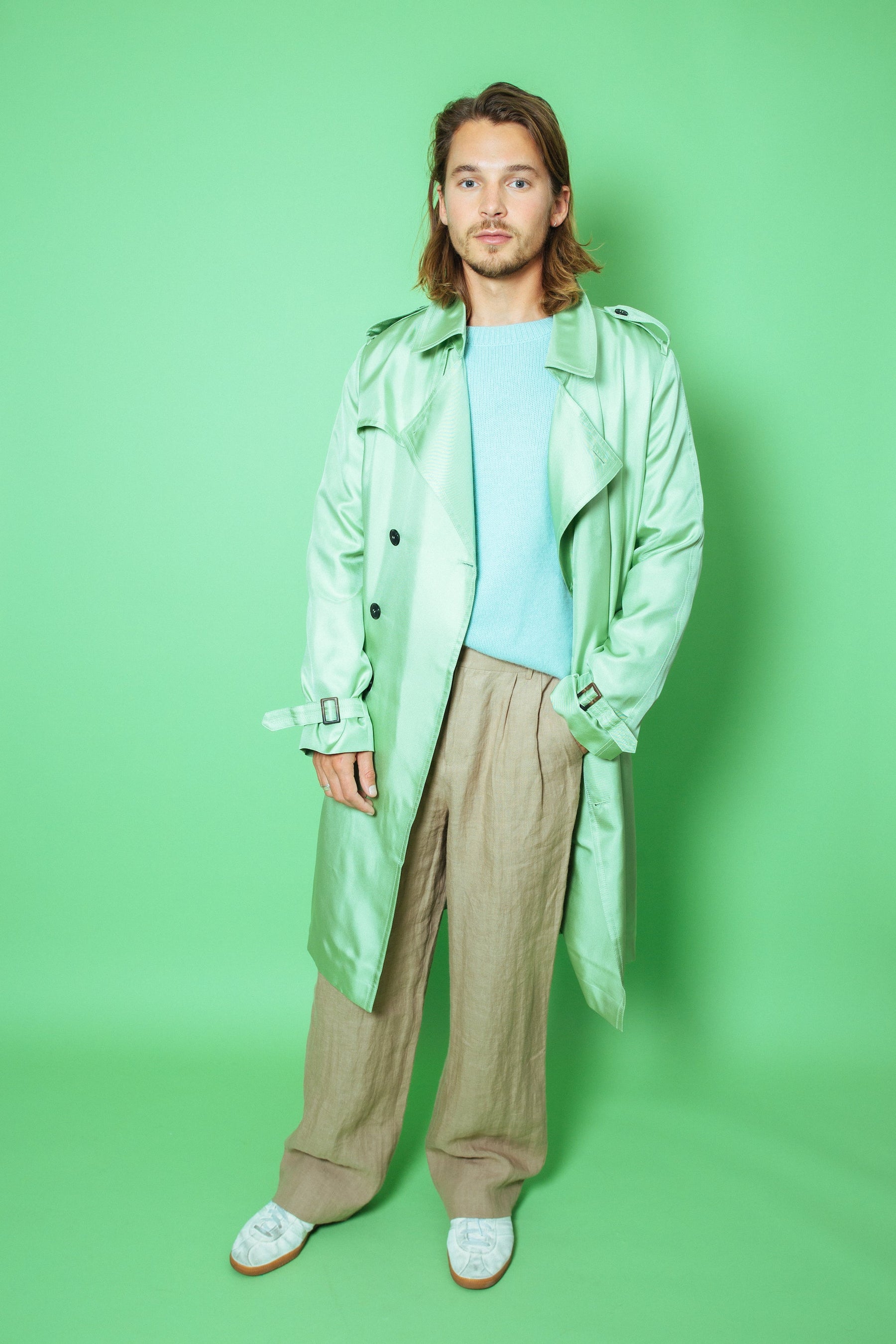 Mako Silk Trench Pistachio 