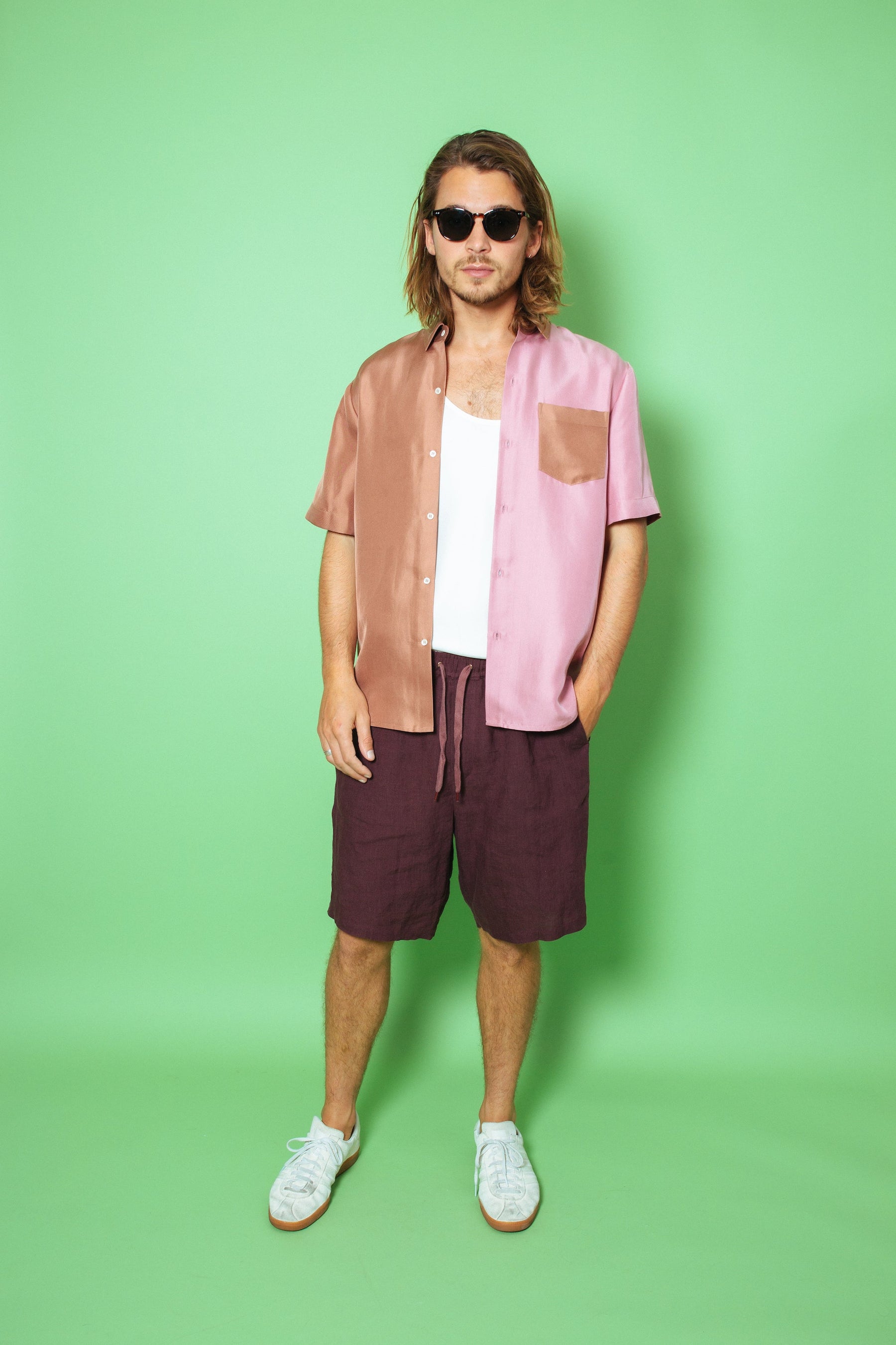 Basketball Linen Short Burgundy 