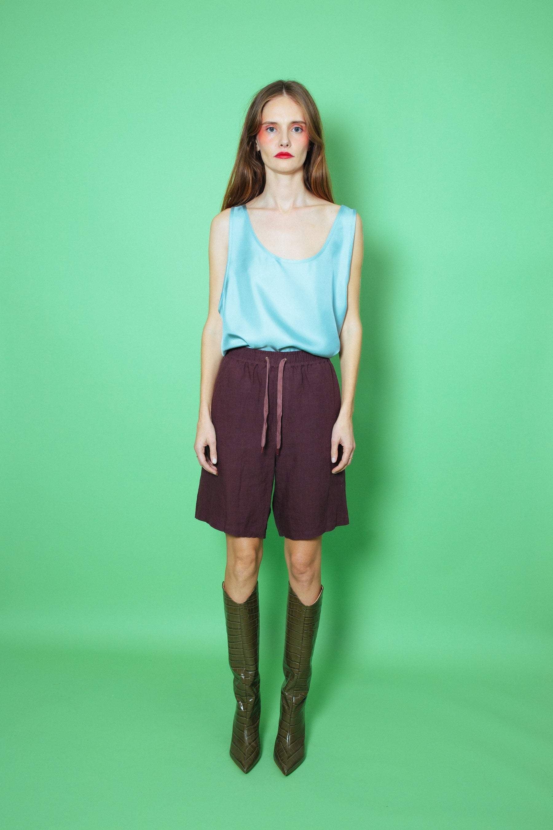 Basketball Linen Short Burgundy 