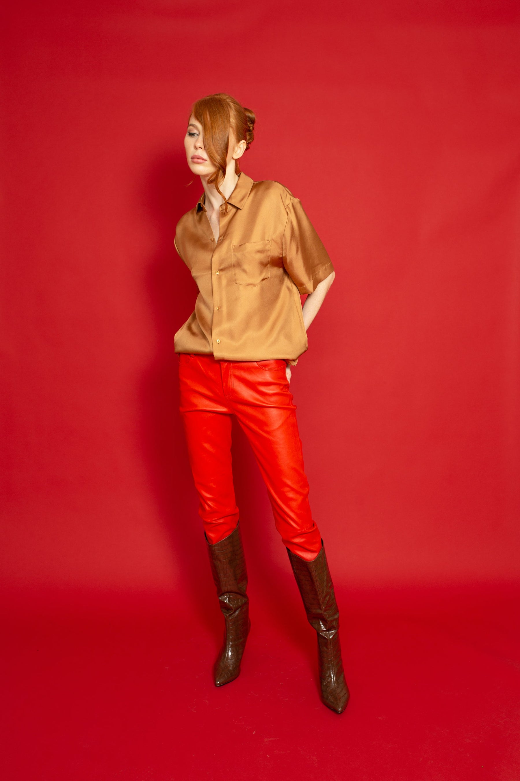 Boyfriend Silk Shirt Toffee 