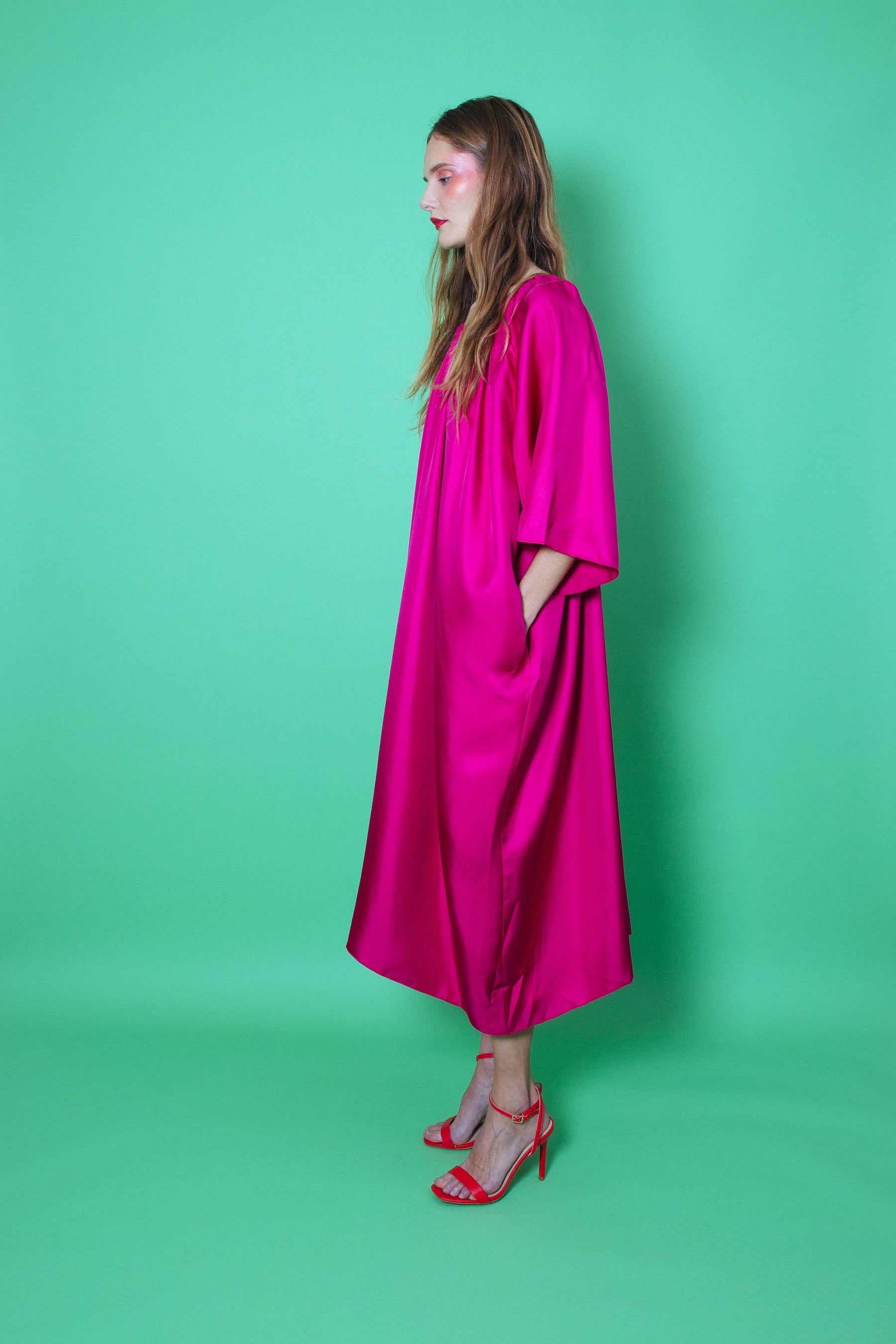 Laguna Silk Dress Fuscia